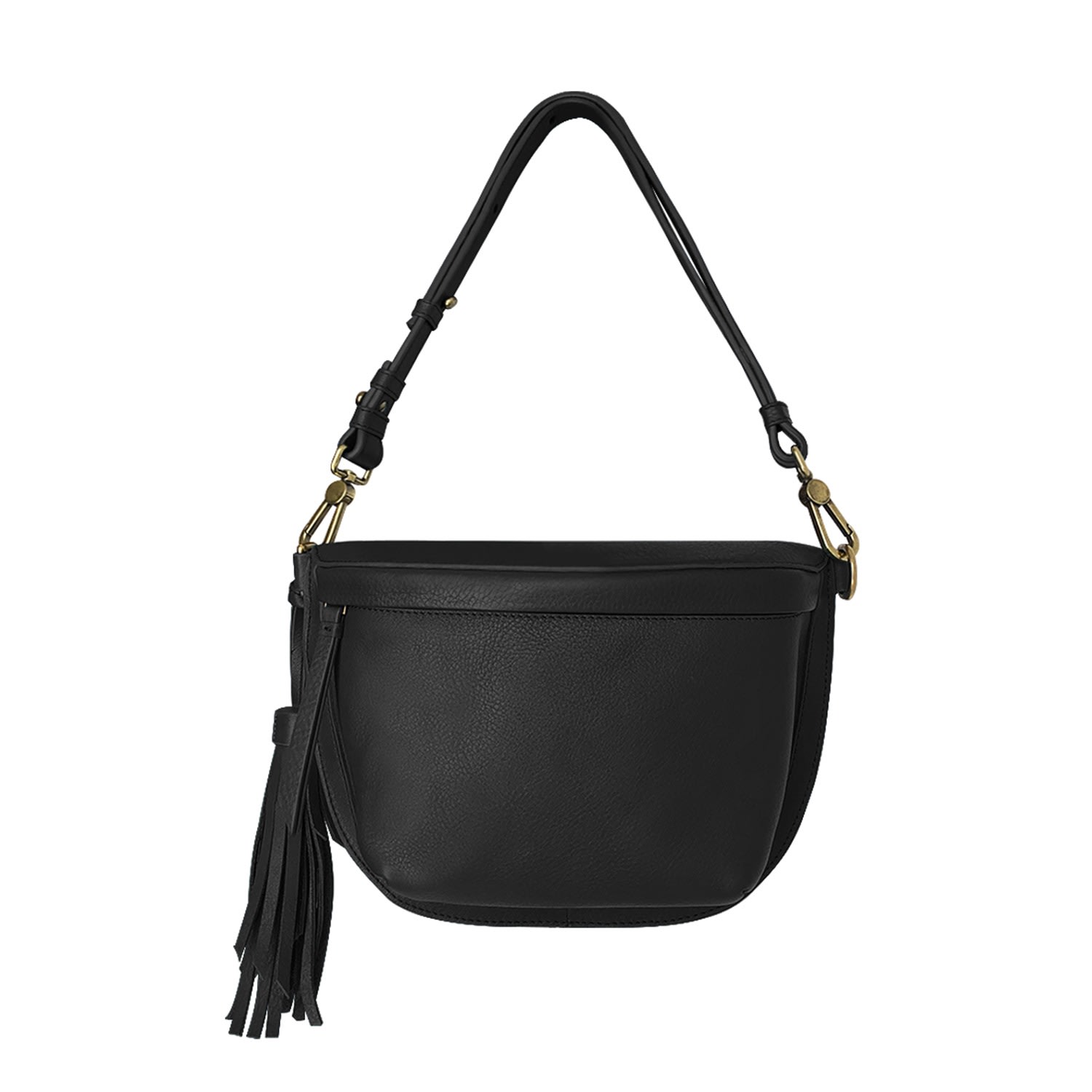 Women’s All Black Leather Sling Bag For Woman Bixi Awotan