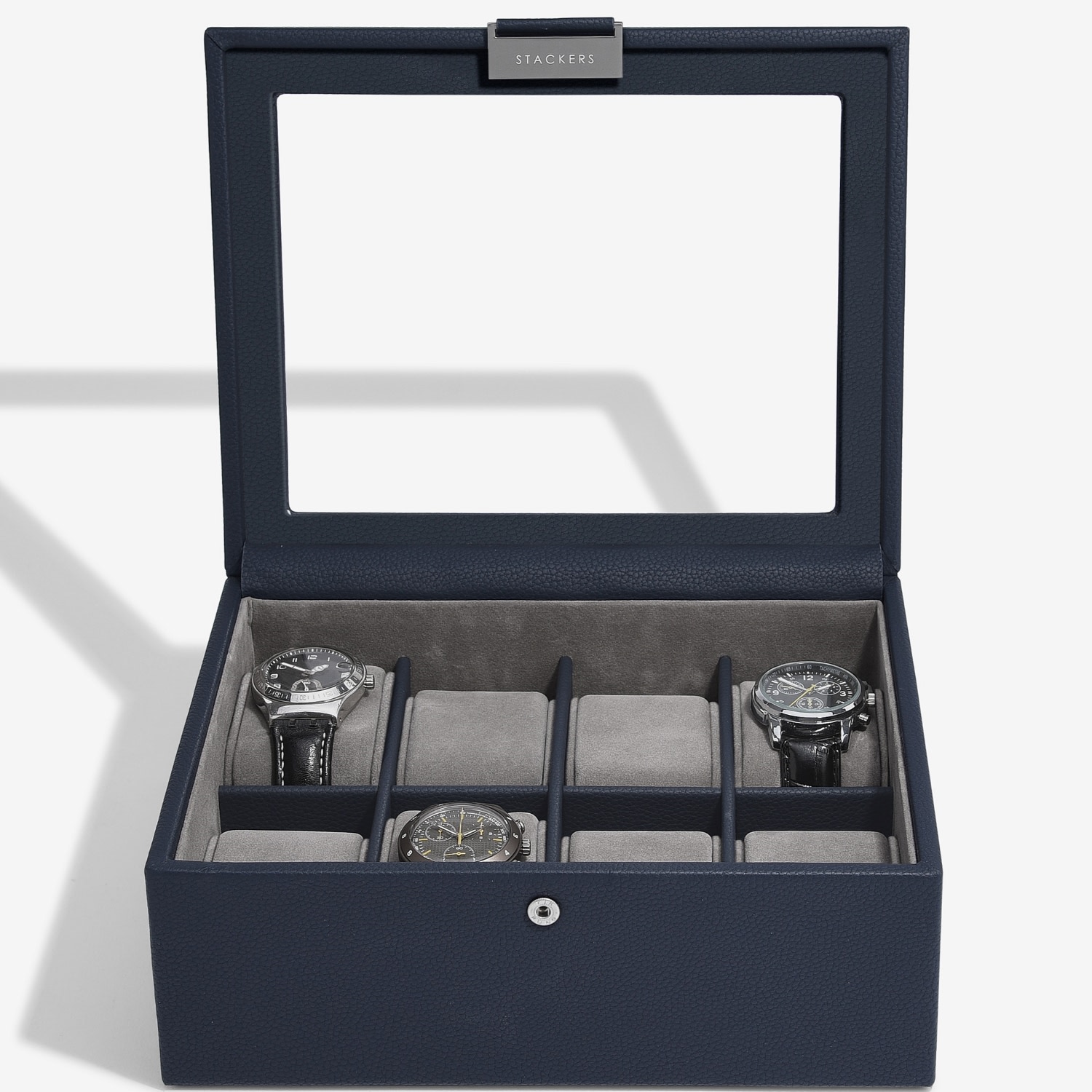 Stackers Men's  Navy Blue Eight Piece Watch Box In Blue