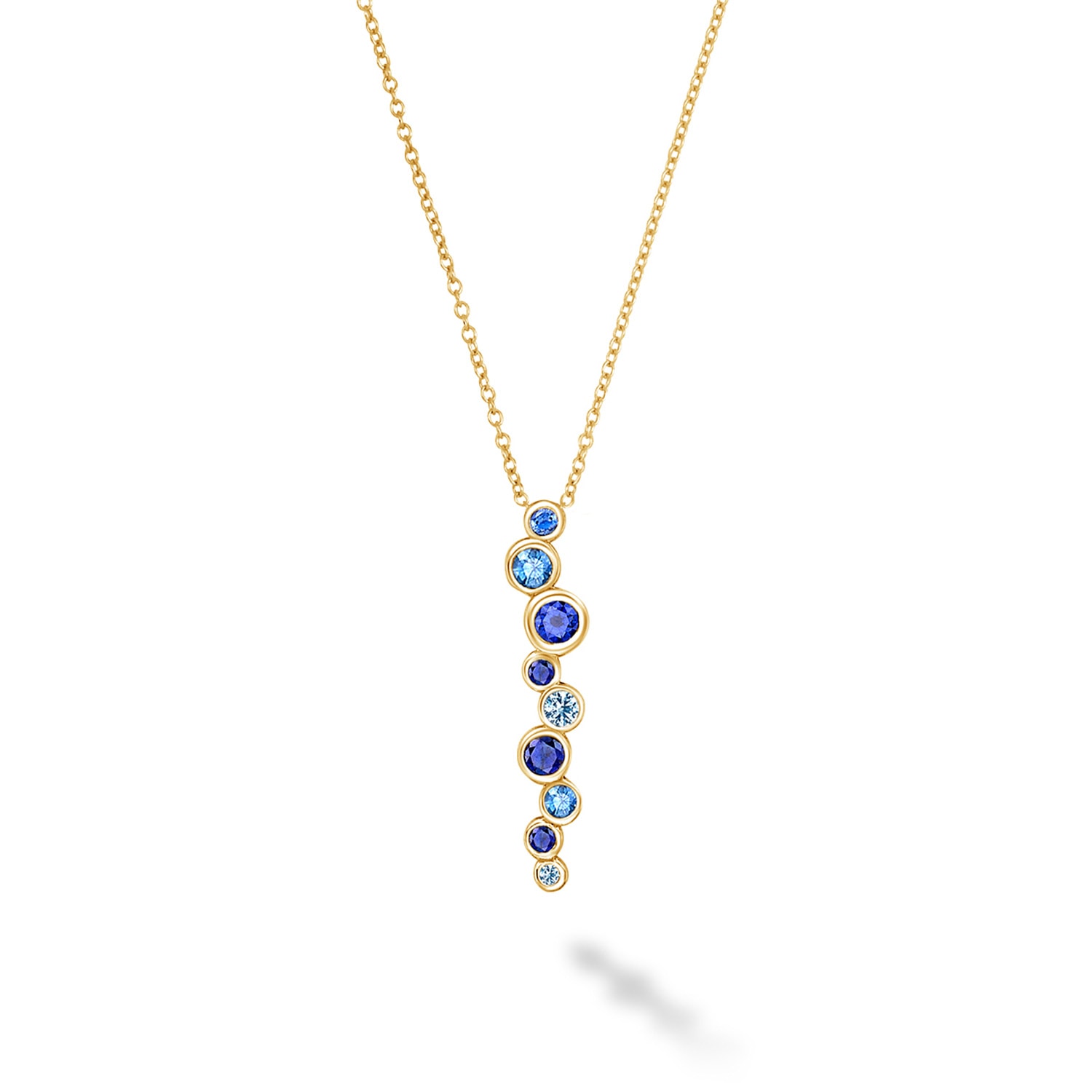 Dower & Hall Women's Fine Yellow Gold Sapphire & Aquamarine Long Cascade Pendant In Blue