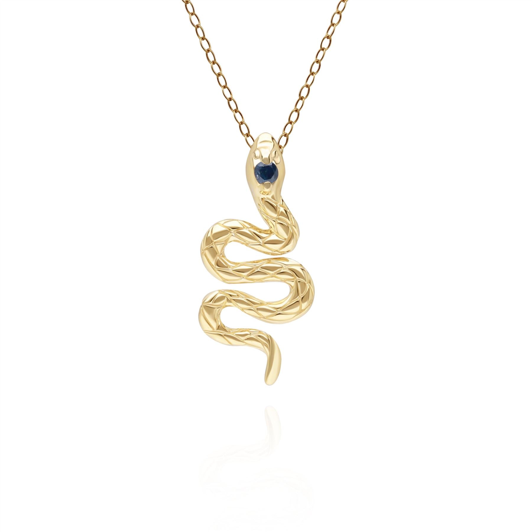 Women’s Gold / Blue Sapphire Snake Wrap Pendant In Yellow Gold Gemondo