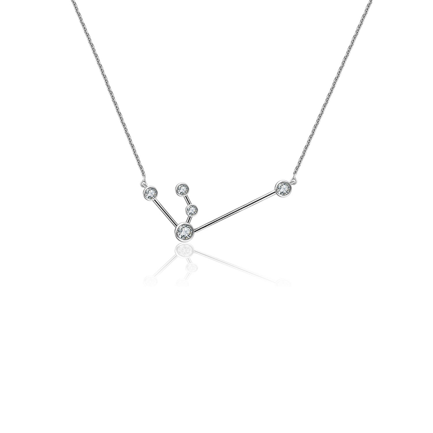 Women’s Aquarius Zodiac Constellation Necklace 18K White Gold & Diamond Genevieve Collection