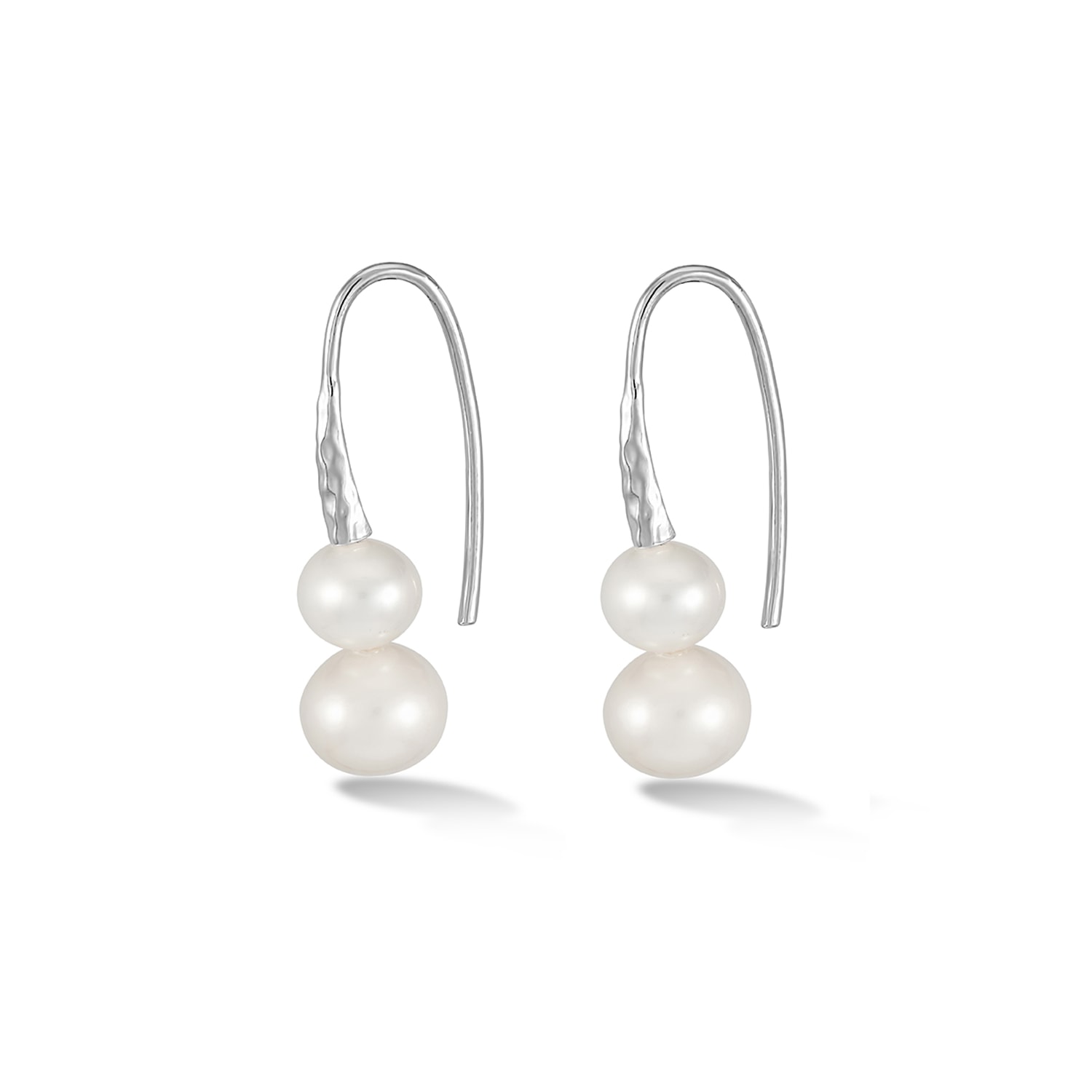 Dower & Hall Women's Timeless White Pearl Duo Earrings Silver In Silver