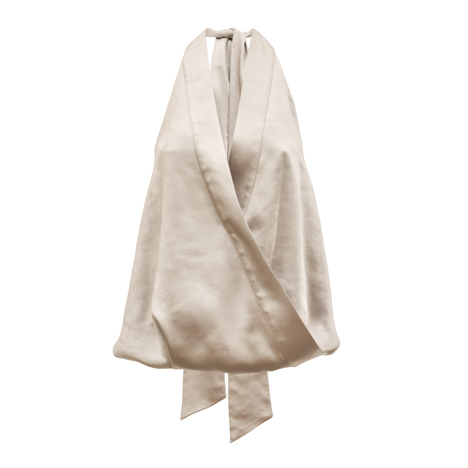 Julia Allert Women's Neutrals Satin Halter Open Back Top Light Beige In Beige