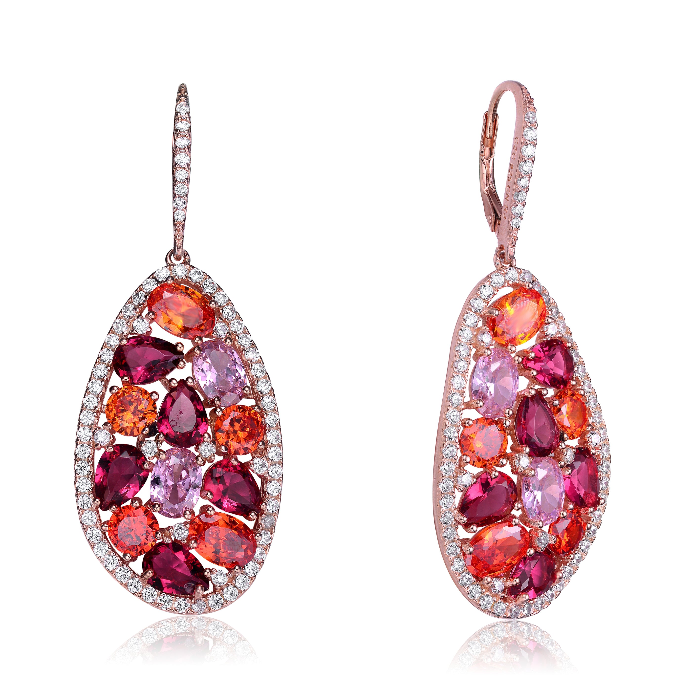 Women’s Rose Gold / Red Palette Isabelle Cz Earrings Genevive Jewelry