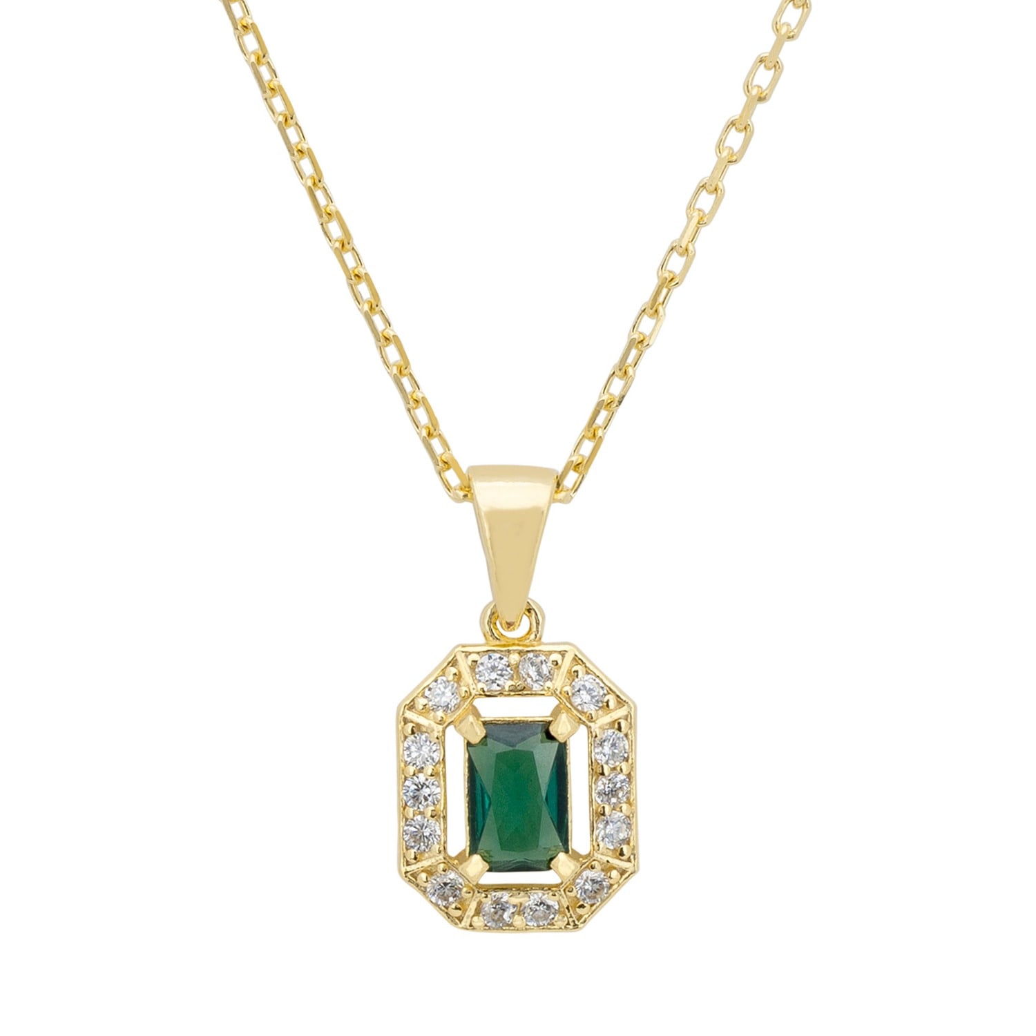 Latelita Women's White / Green / Gold Whistledown Gemstone Pendant Necklace Emerald Gold
