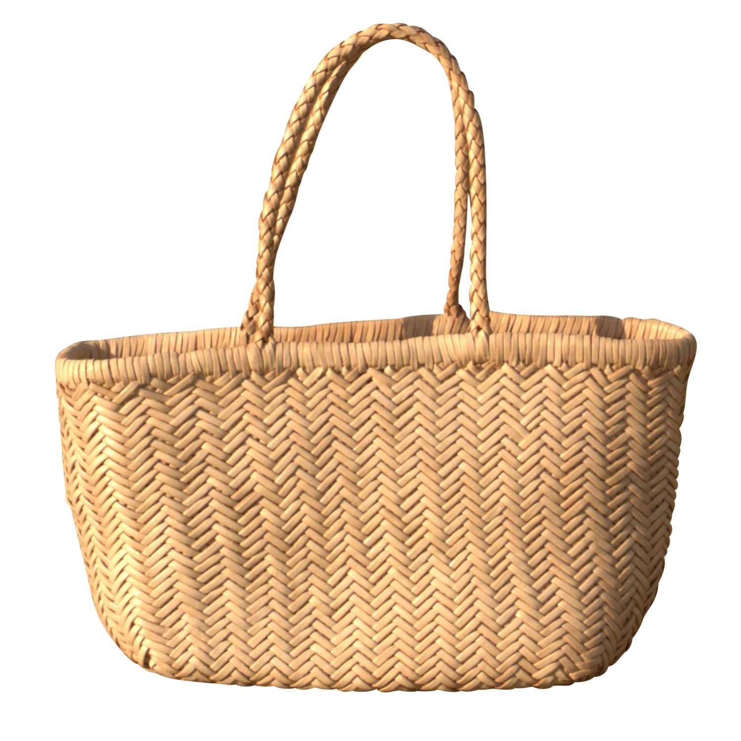 Neutrals Zigzag Woven Leather Handbag ’Viviana’ Large Size - Natural Rimini