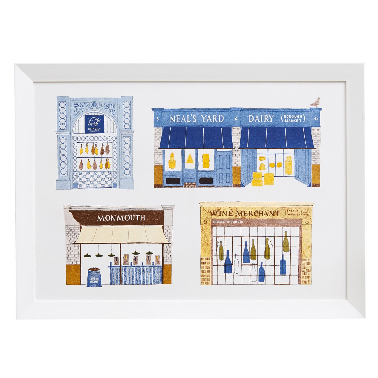 Rosa & Clara Designs Borough Market Risograph Print A3 In Multi