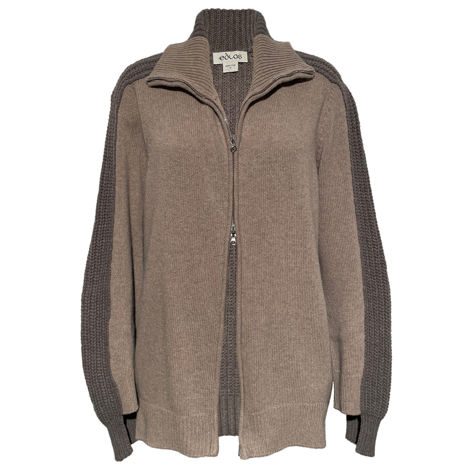 Women’s Neutrals Dakota Oatmeal Zip Front Cardigan In Recycled Cashmere & Recycled Wool Medium Eolas