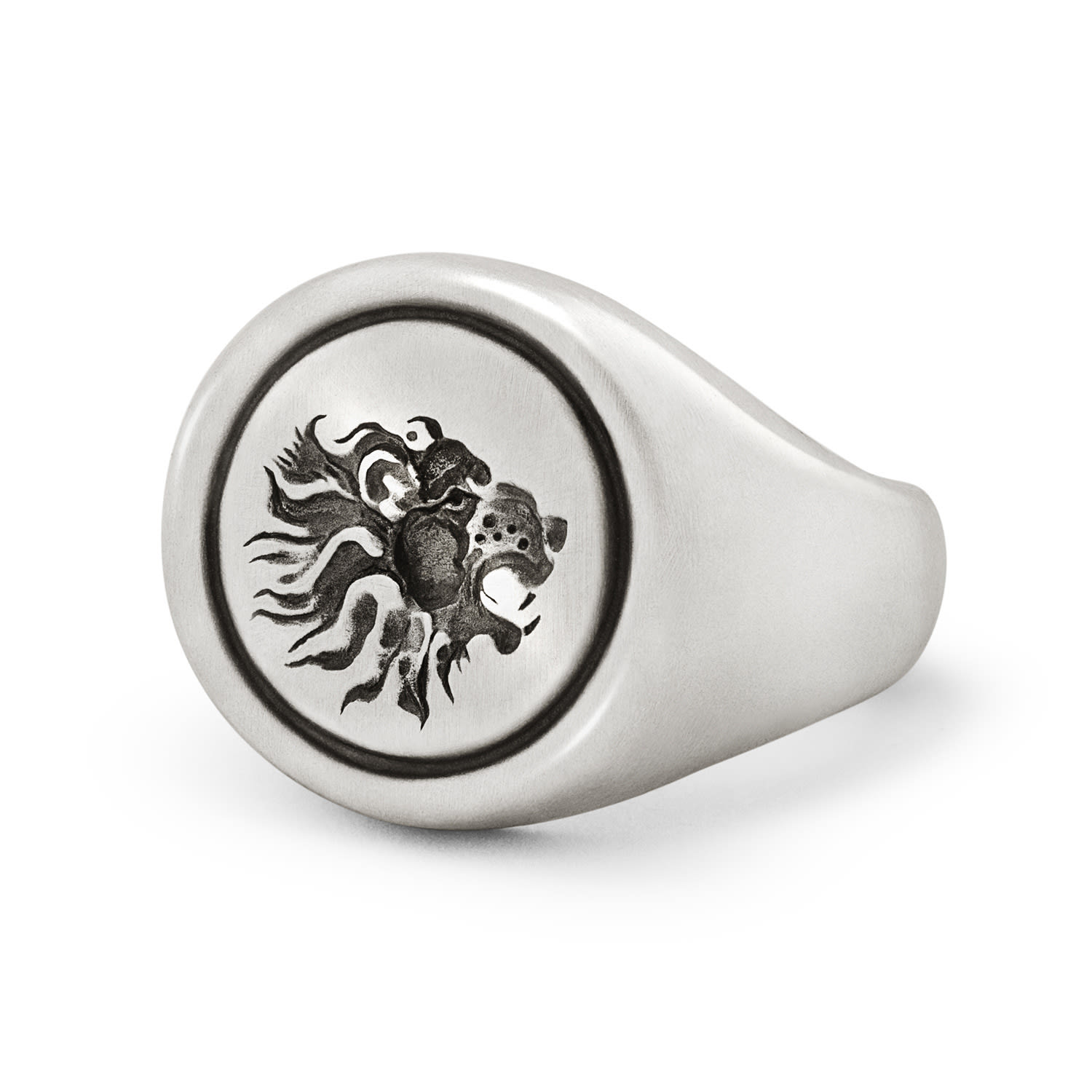 Snake Bones Men's Lion Signet Ring In Sterling Silver