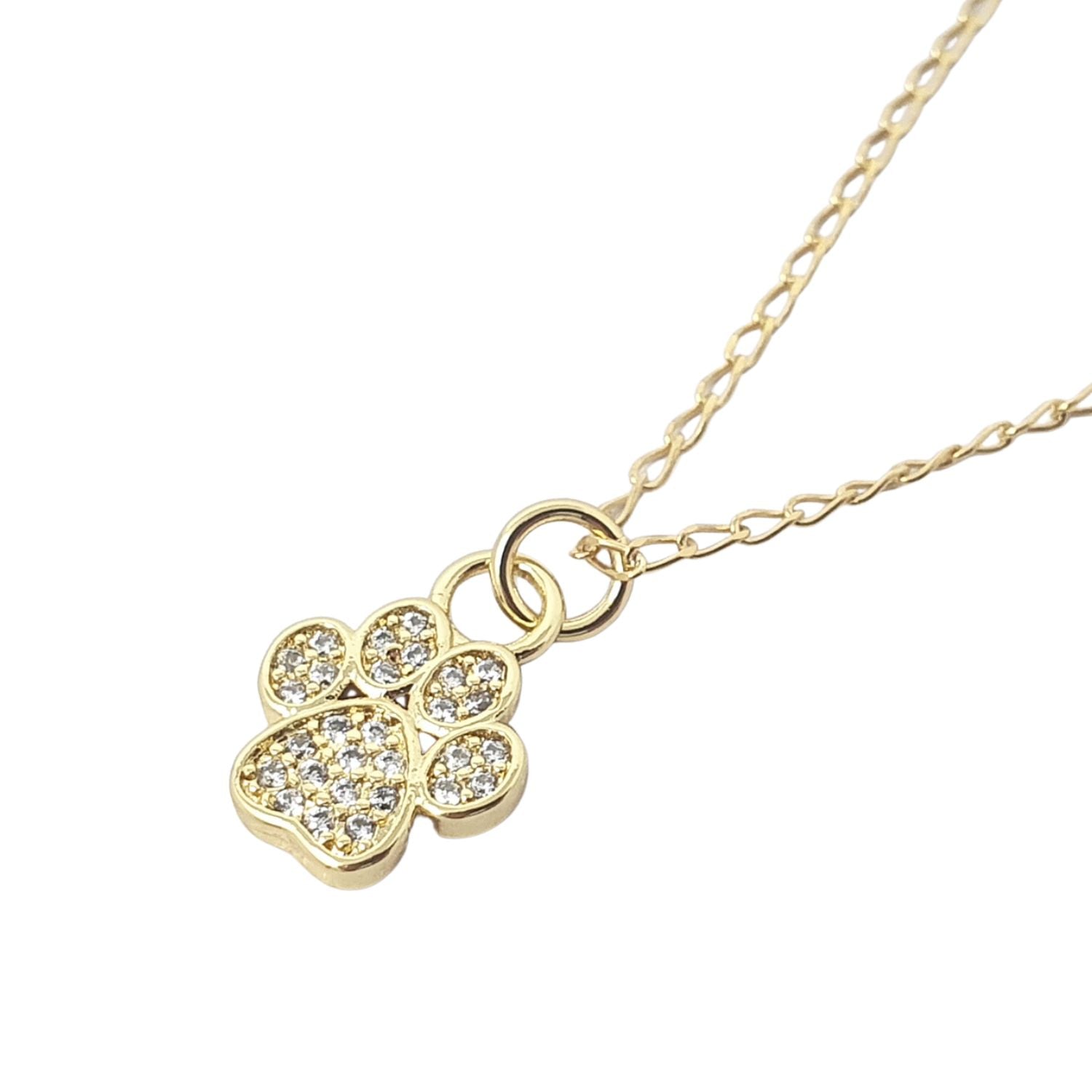 Women’s Mini Dog Cat Paw Print Charm Gold Plated Necklace Harfi