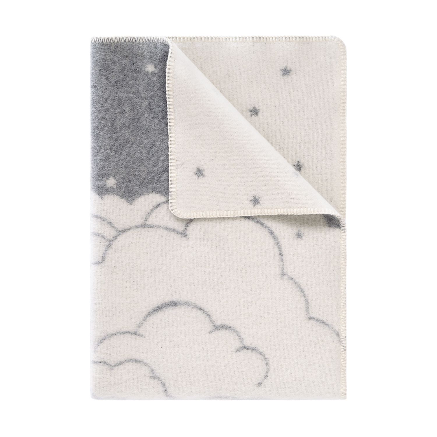 J.j.textile Grey / White Clouds Small Wool Blanket