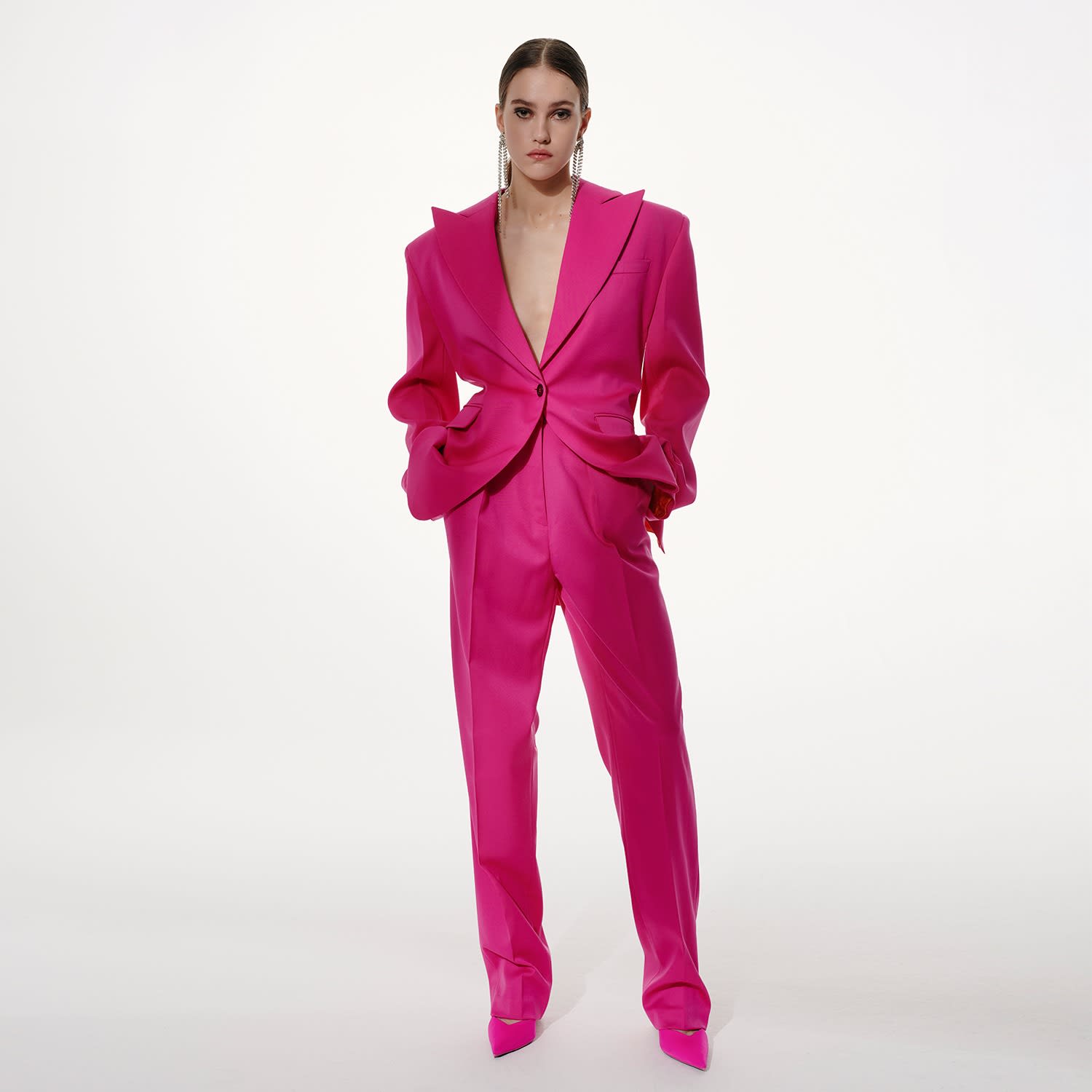 Tailored Wool Blazer In Fuchsia by EPUZER