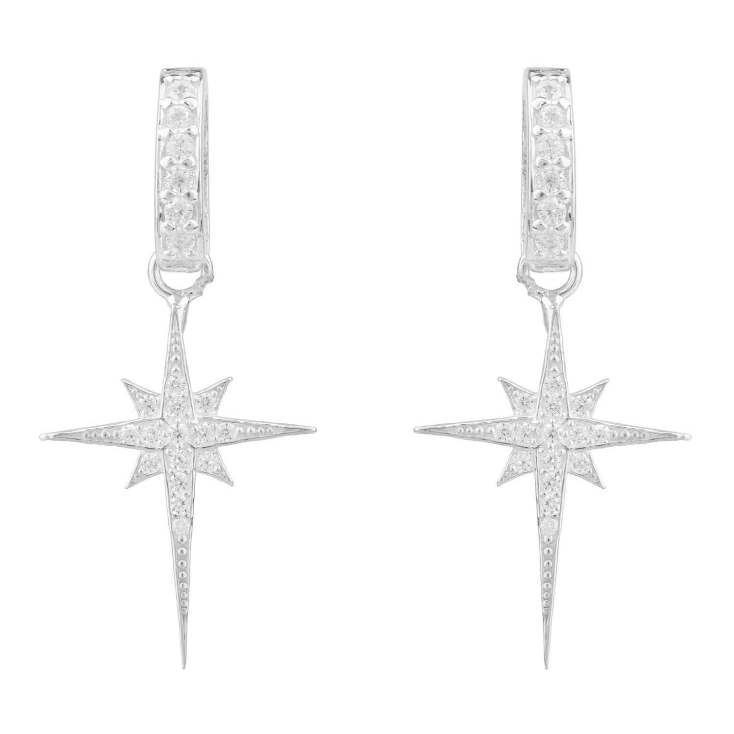 Latelita Women's North Star Burst Small Drop Earrings Silver