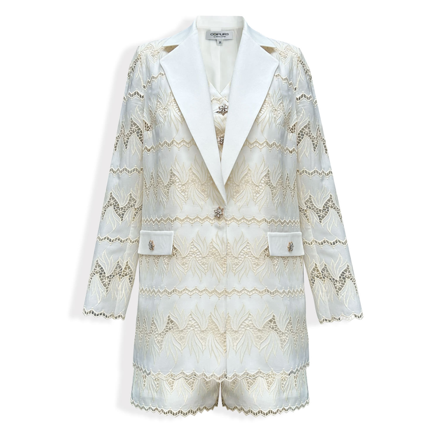 Copurs Scarlett Jacket & Gina Waistcoat & Alara Short Set - White In White