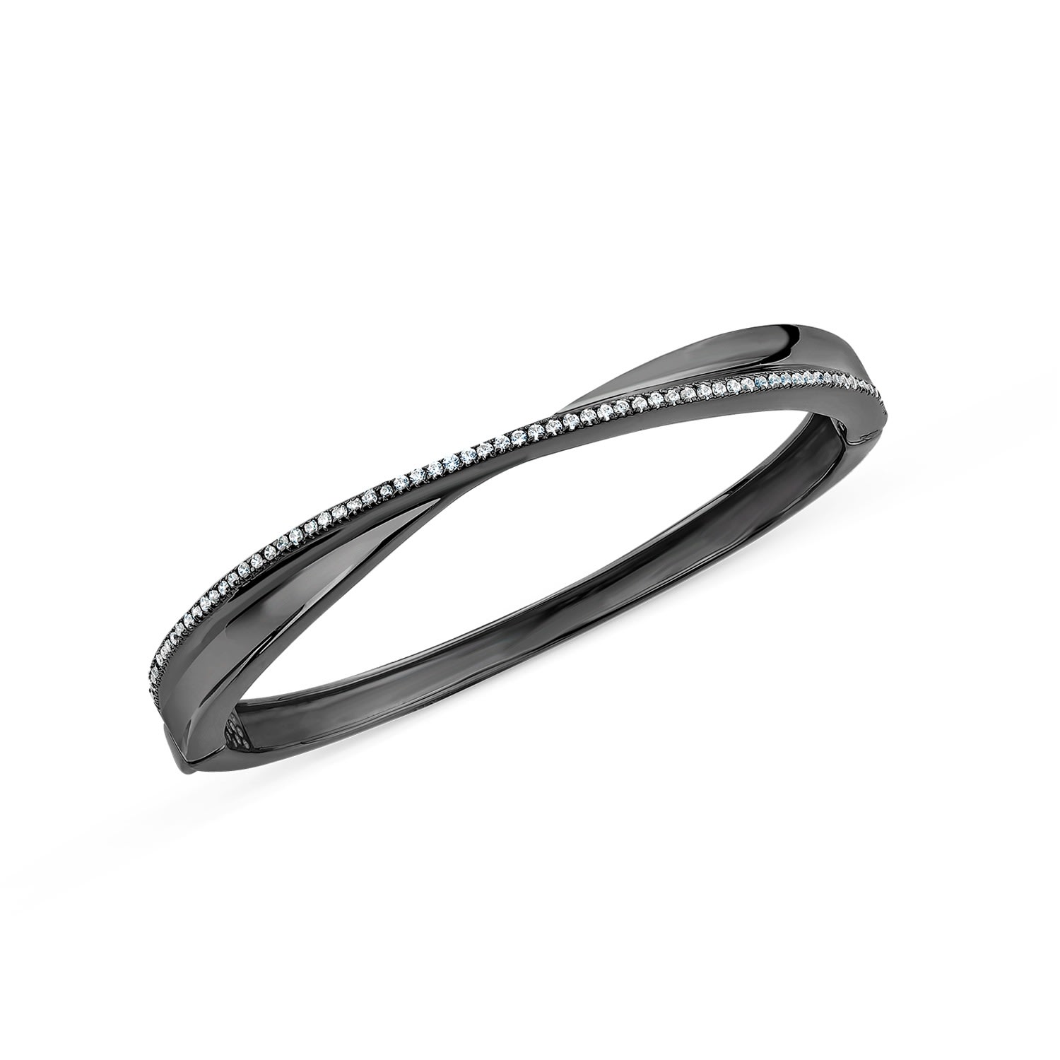 Sally Skoufis Women's Black / White Light Bangle With Man Made White Cz Diamond Stimulant In Sterling Silver & Pre In Multi