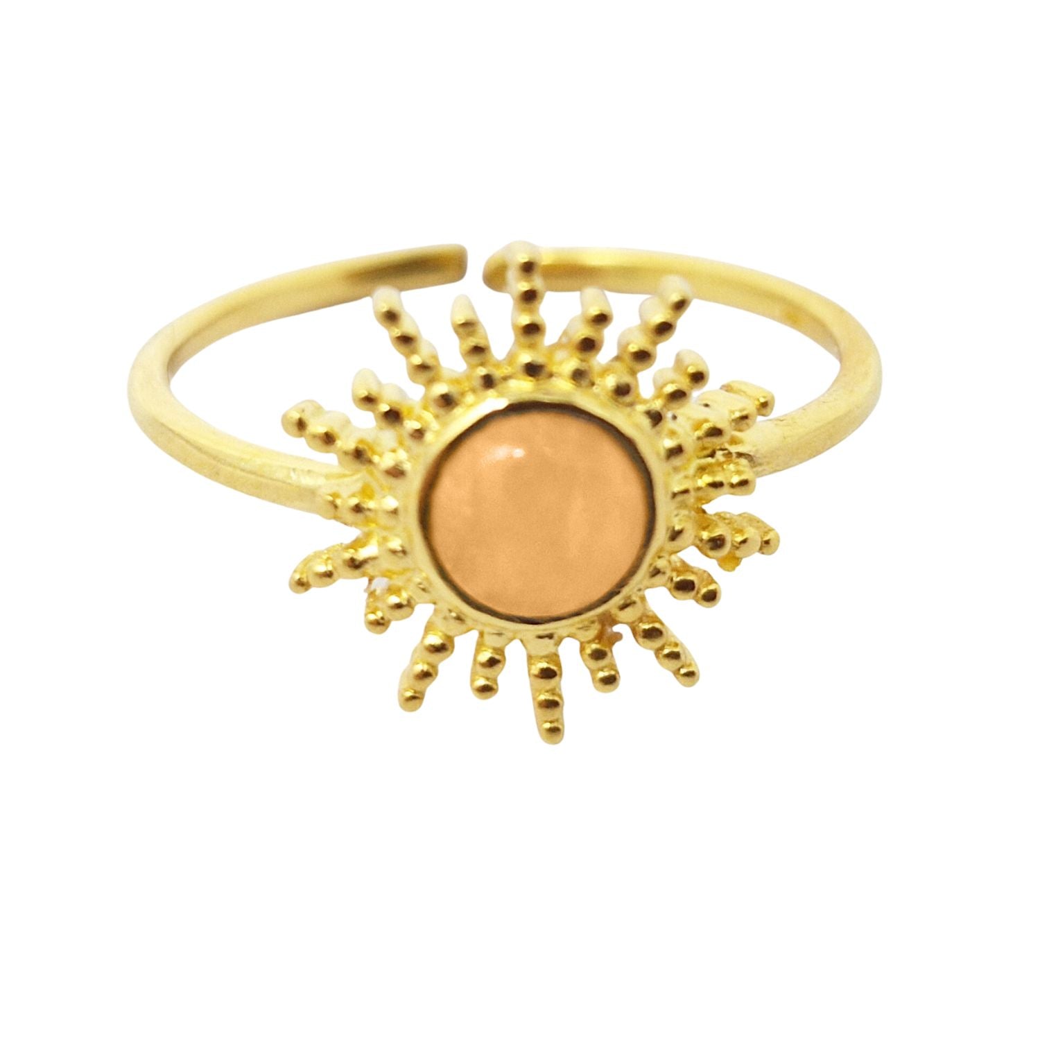 Women’s Yellow / Orange / Gold Citrine November Birthstone Sun Gold Plated Ring Harfi