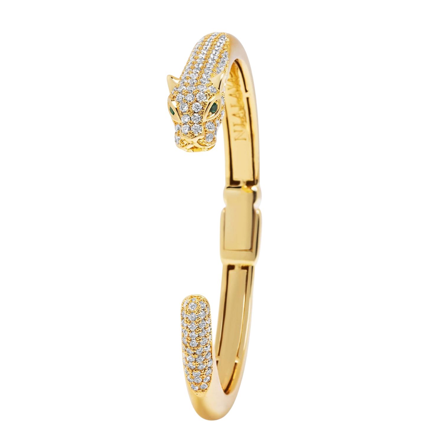 Nialaya Men's Gold Panther Cuff Bangle In Gold