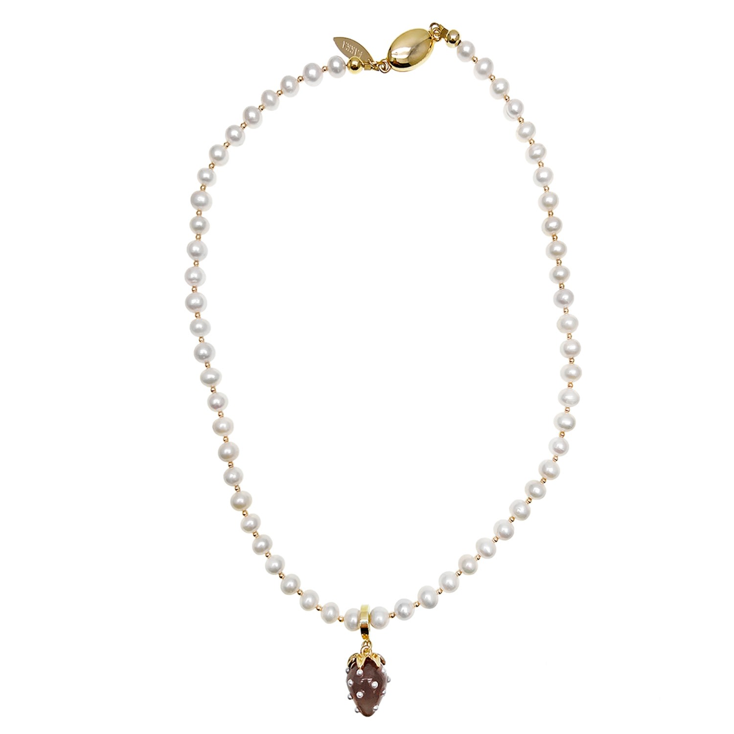 Women’s White Freshwater Pearls With Removable Gray Strawberry Pendant Necklace Farra
