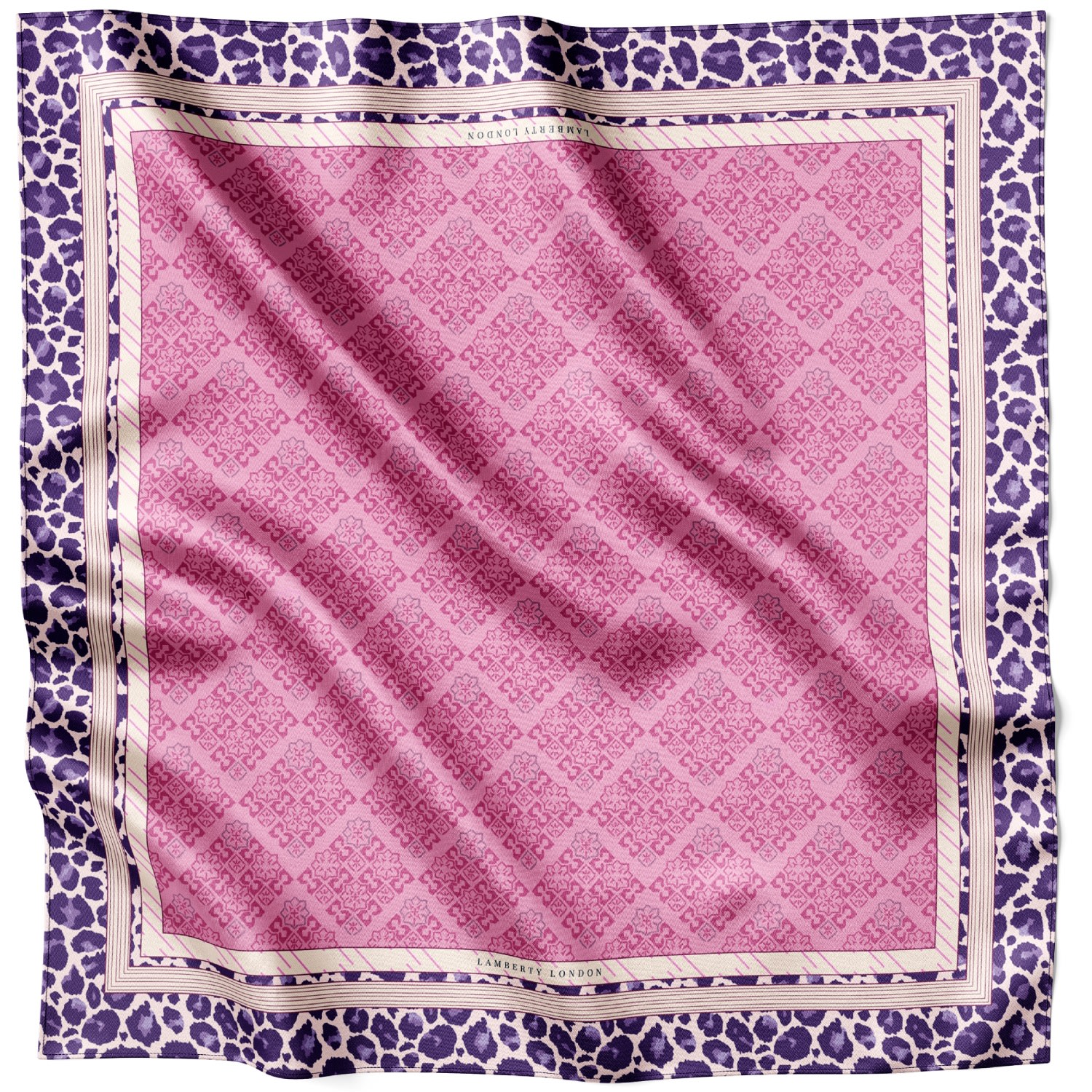 Lamberty Munich X Katchmagic London Women's Pink / Purple Tibetan Tranquility Maxi Silk Twill Scarf In Pink