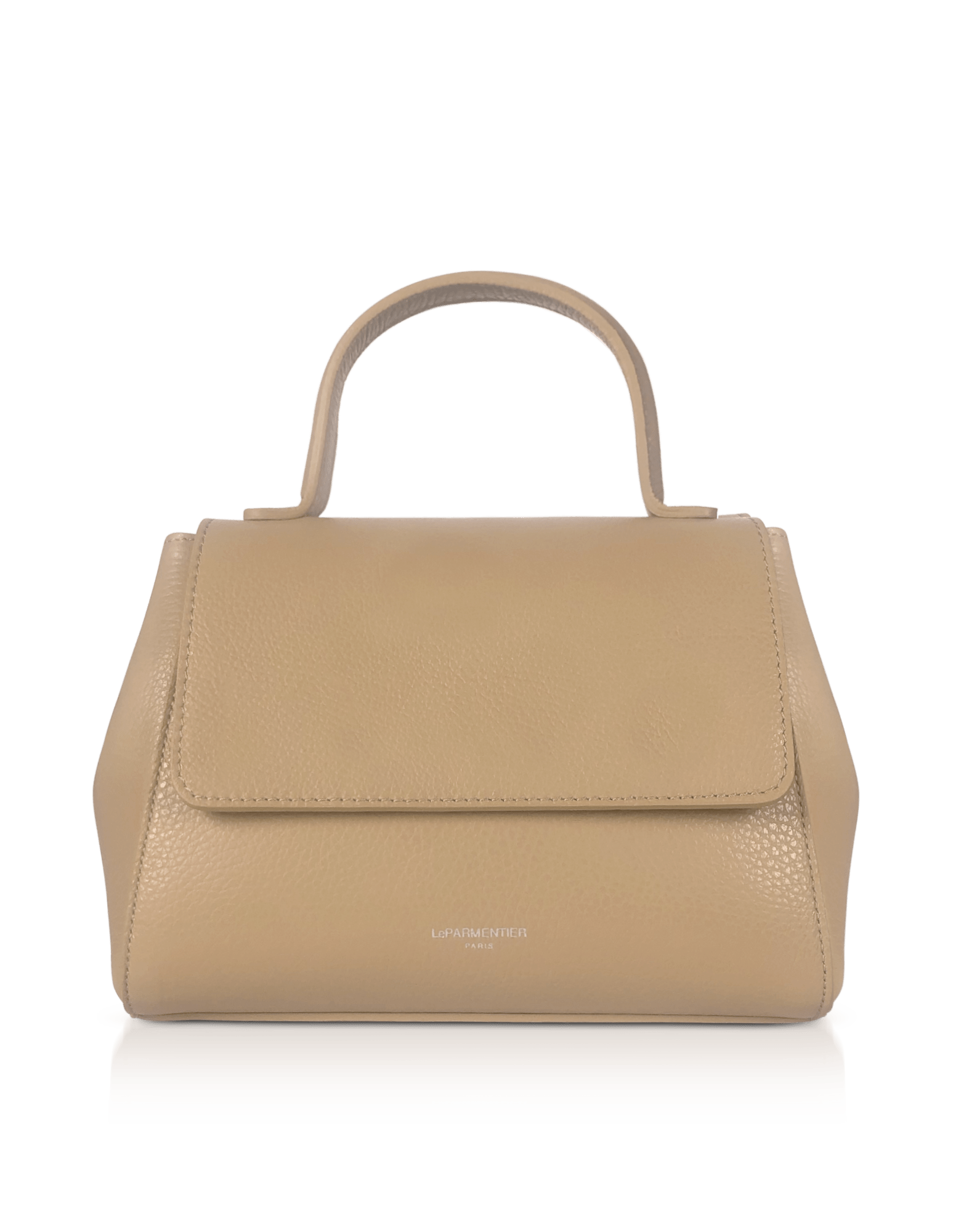 Le Parmentier Neutrals Ladyfinger Top Handle Ladybag W/strap - Sand In Black