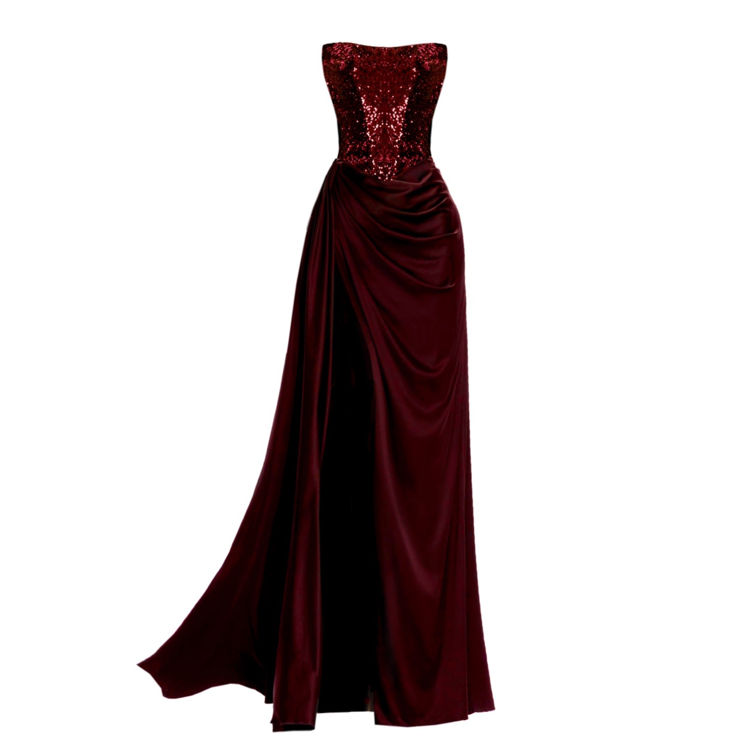 Angelika Jozefczyk Women's Red Nadya Satin Evening Gown With Sequins Burgundy In Red
