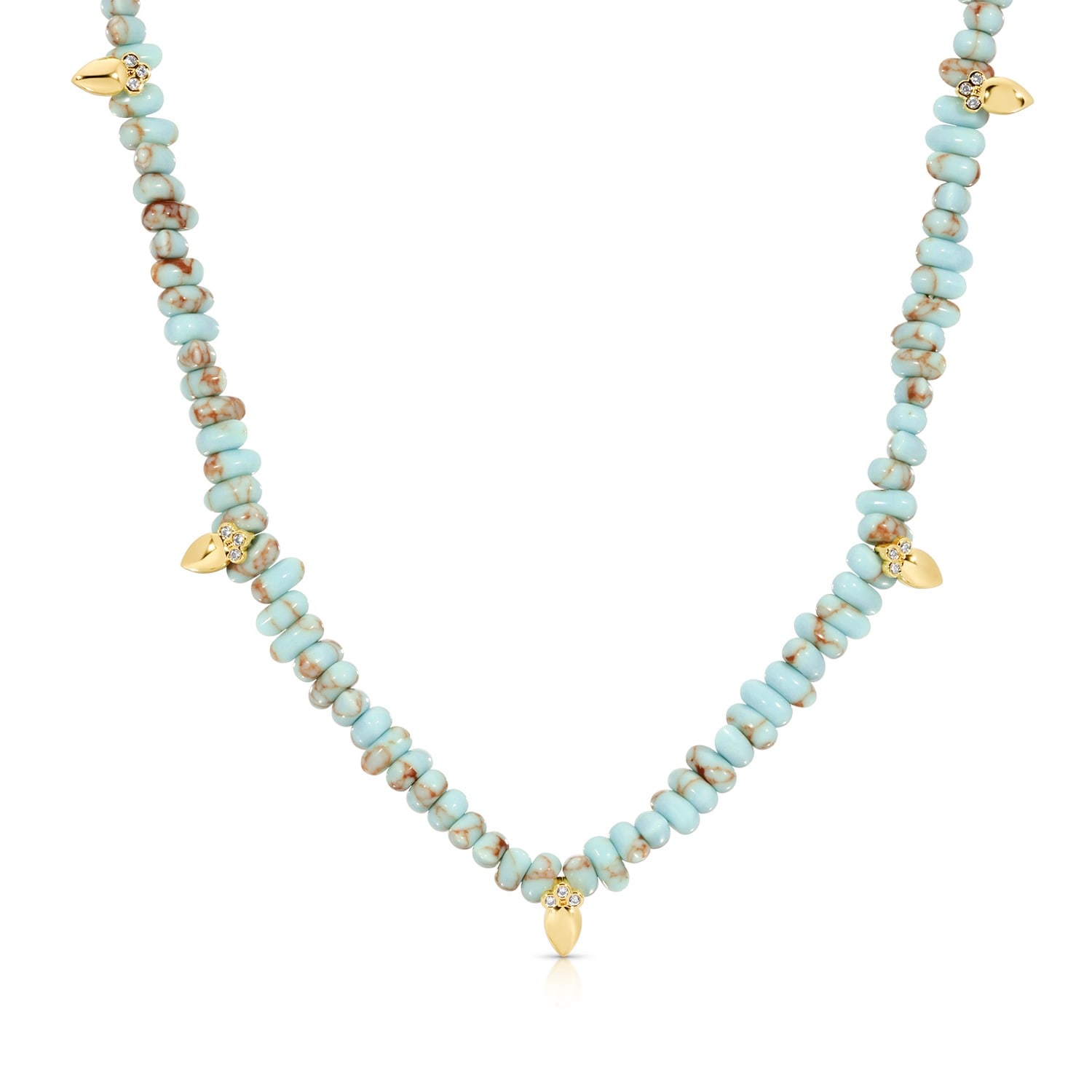 Leeada Jewelry Women's Blue / Gold Athena Beaded Necklace - Turquoise