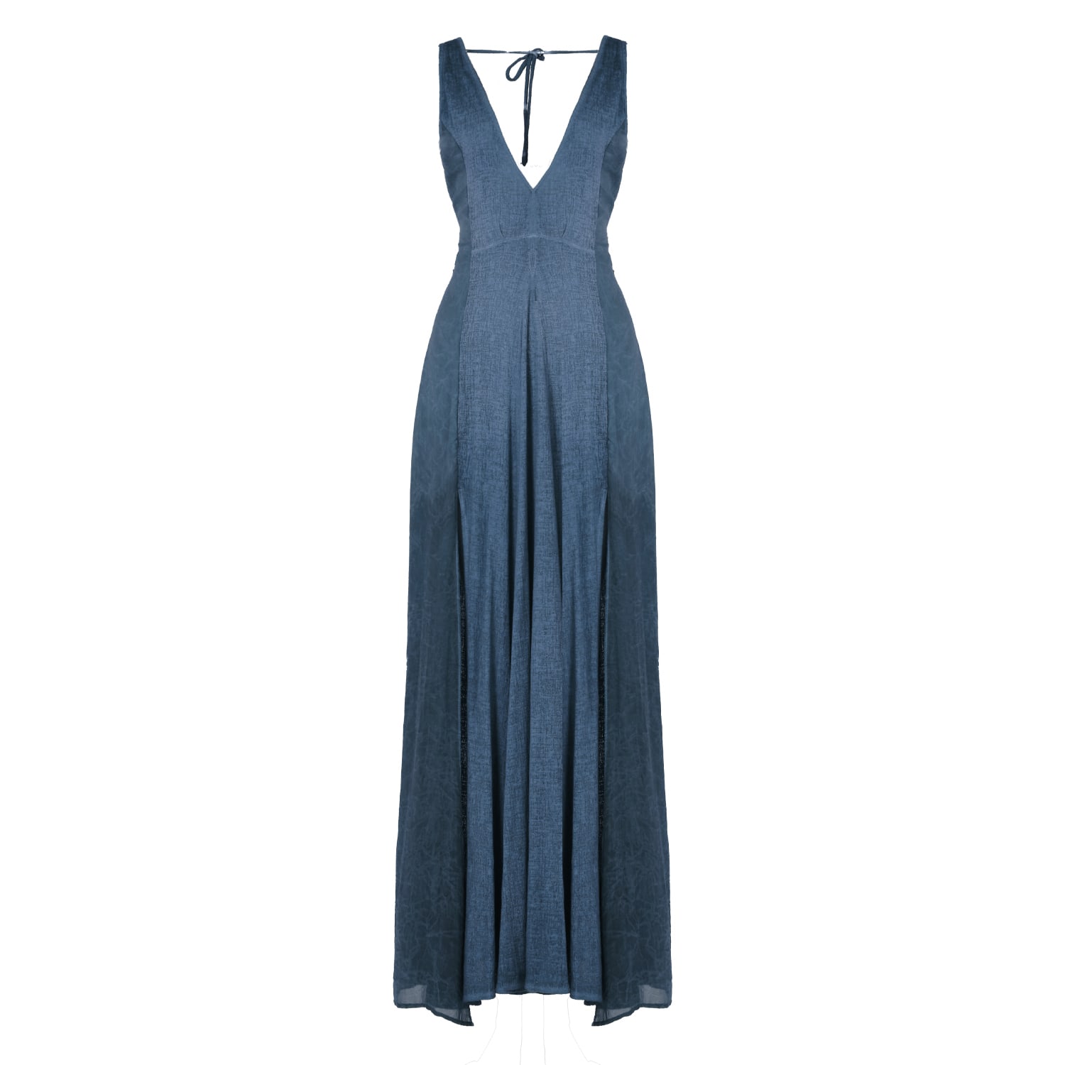 Women's Blue / Neutrals Zhe Dress Dusty Blue - Boho Maxi Dress | One Size | Zhenabia