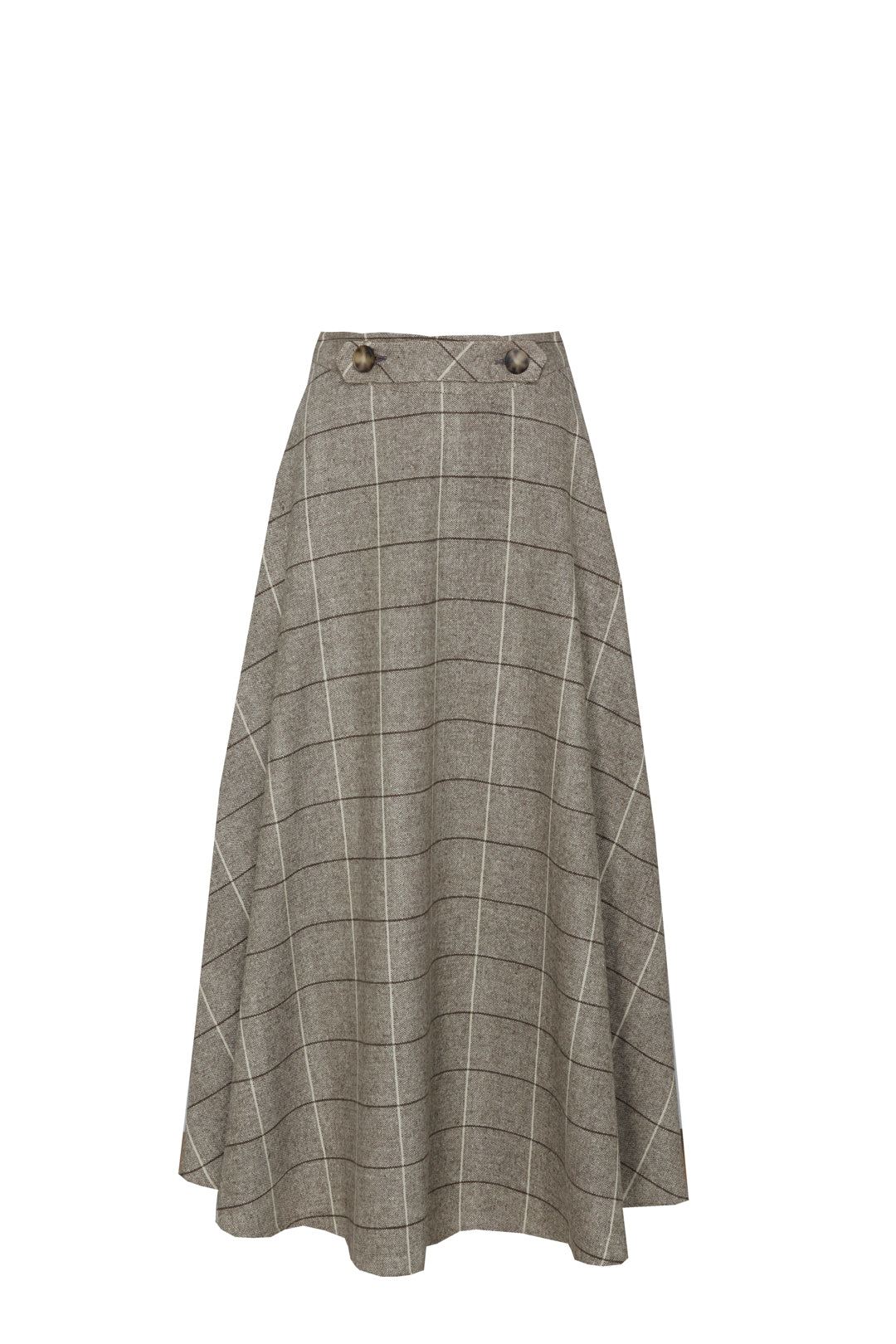 The Extreme Collection Women's Silver Petra 03 Stone Check Midi Skirt In Gray