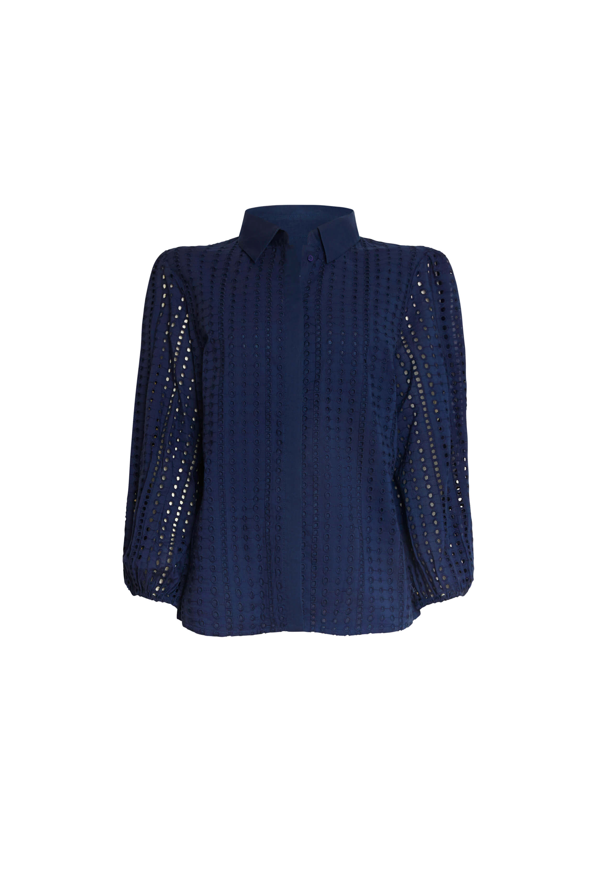 James Lakeland Women's Blue Broderie Anglaise Shirt In Blue