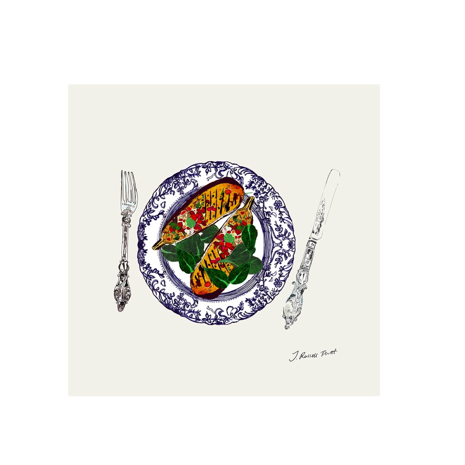 Signed Print - The Aubergine Plate Medium Jessica Russell Flint