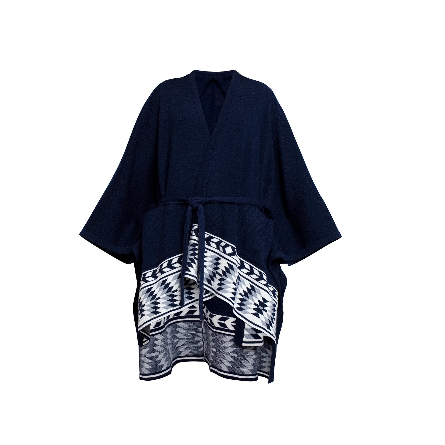 Women's Black Ivana Merino Wool Asymmetrical Cape | Large | Rumour London