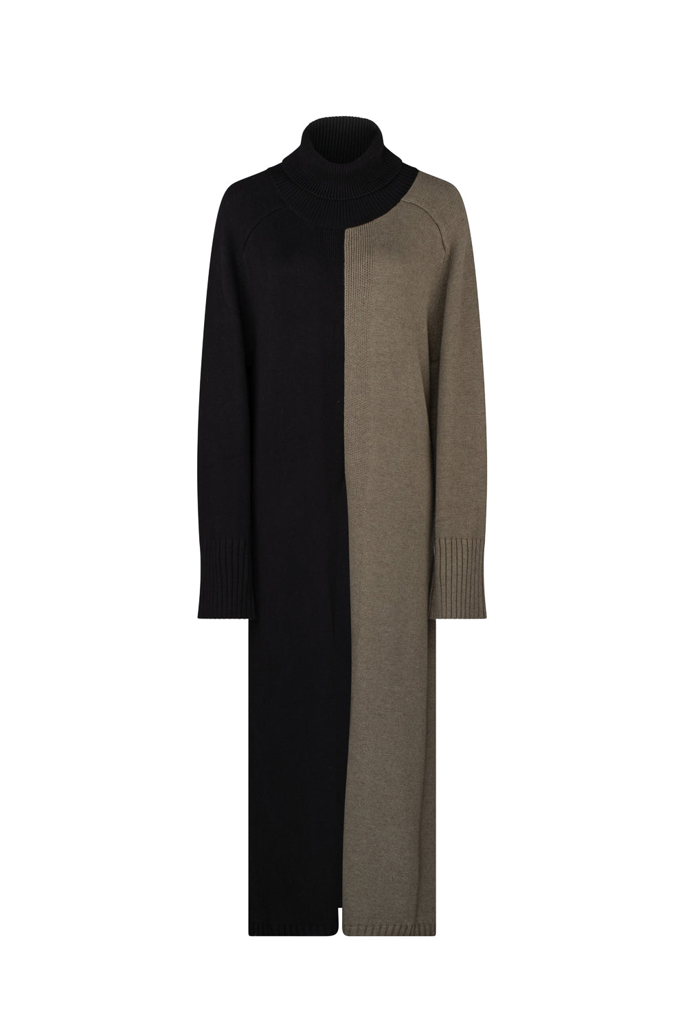 Women’s Solaris Maxi Rollneck Knit - Black / Olive Branch Large Dref by D