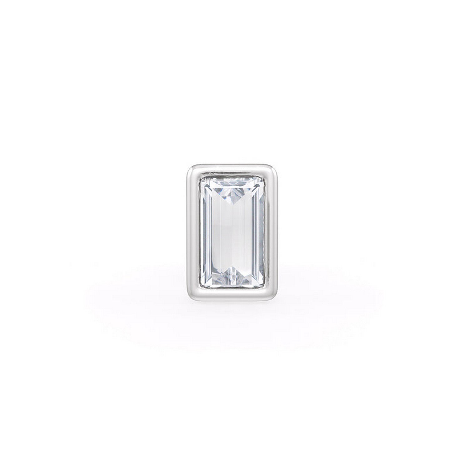 Cervin Blanc Women's White Gold Diamond Nose Stud Baguette Cut Solitaire Nose Pin With Screwback In White