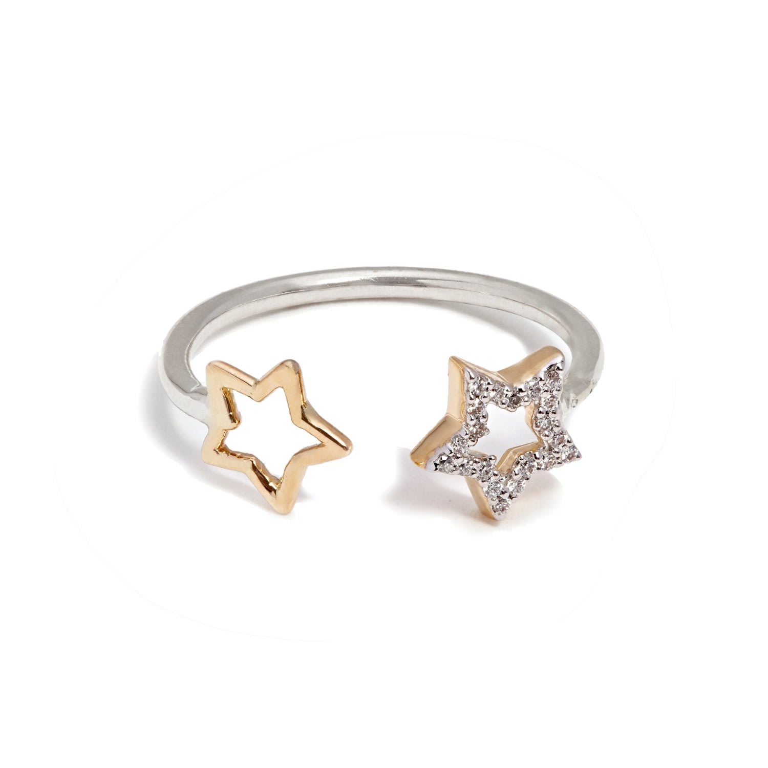 Kaizarin Women's Gold / Silver Open Stars Ring In Multi
