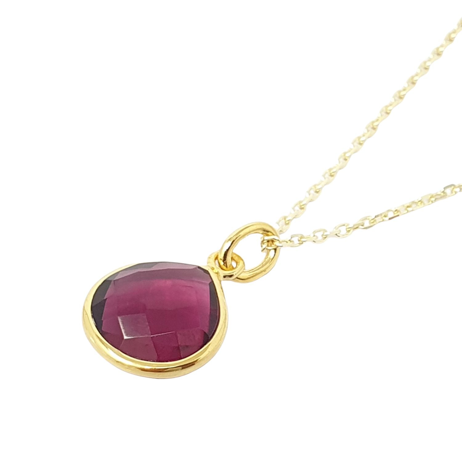 Harfi Women's Pink / Gold Ruby July Birthstone Gold Plated Pendant Charm Necklace In Multi