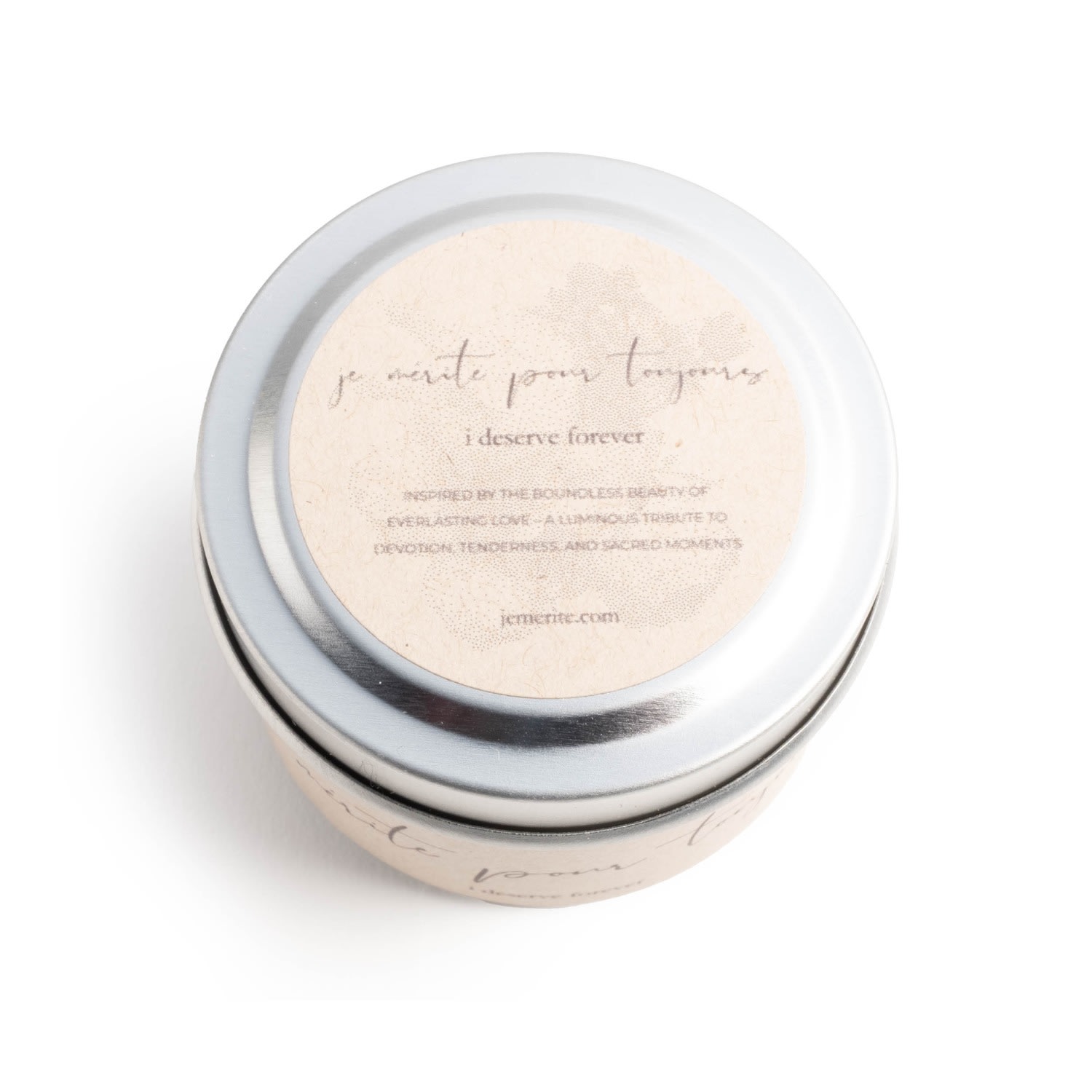 Je Mérite (i Deserve) White Je Mérite Pour Toujours, I Deserve Forever Affirmation Candle - Travel Size