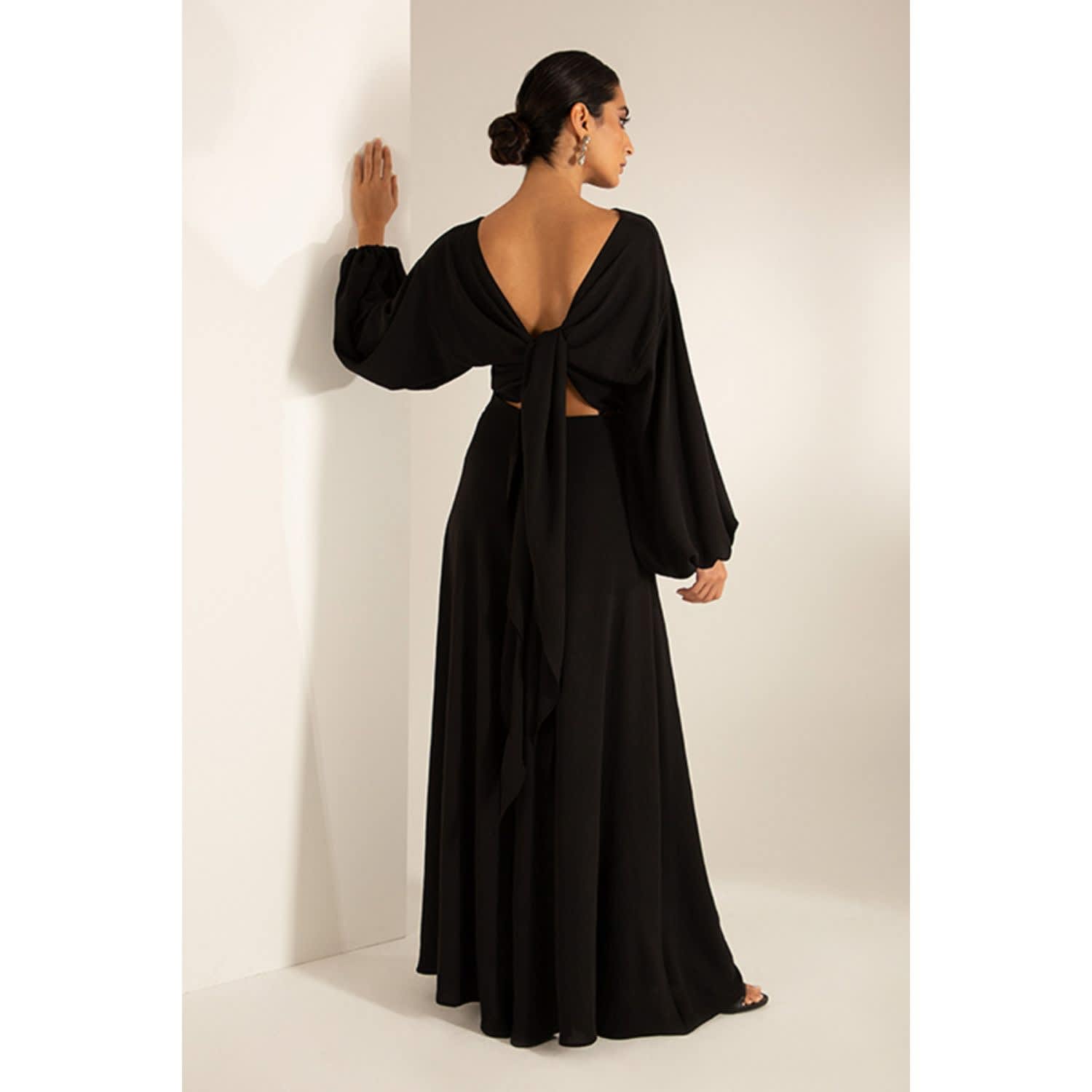 Wide Legged Crepe Maxi Pants In Black by Azzalia