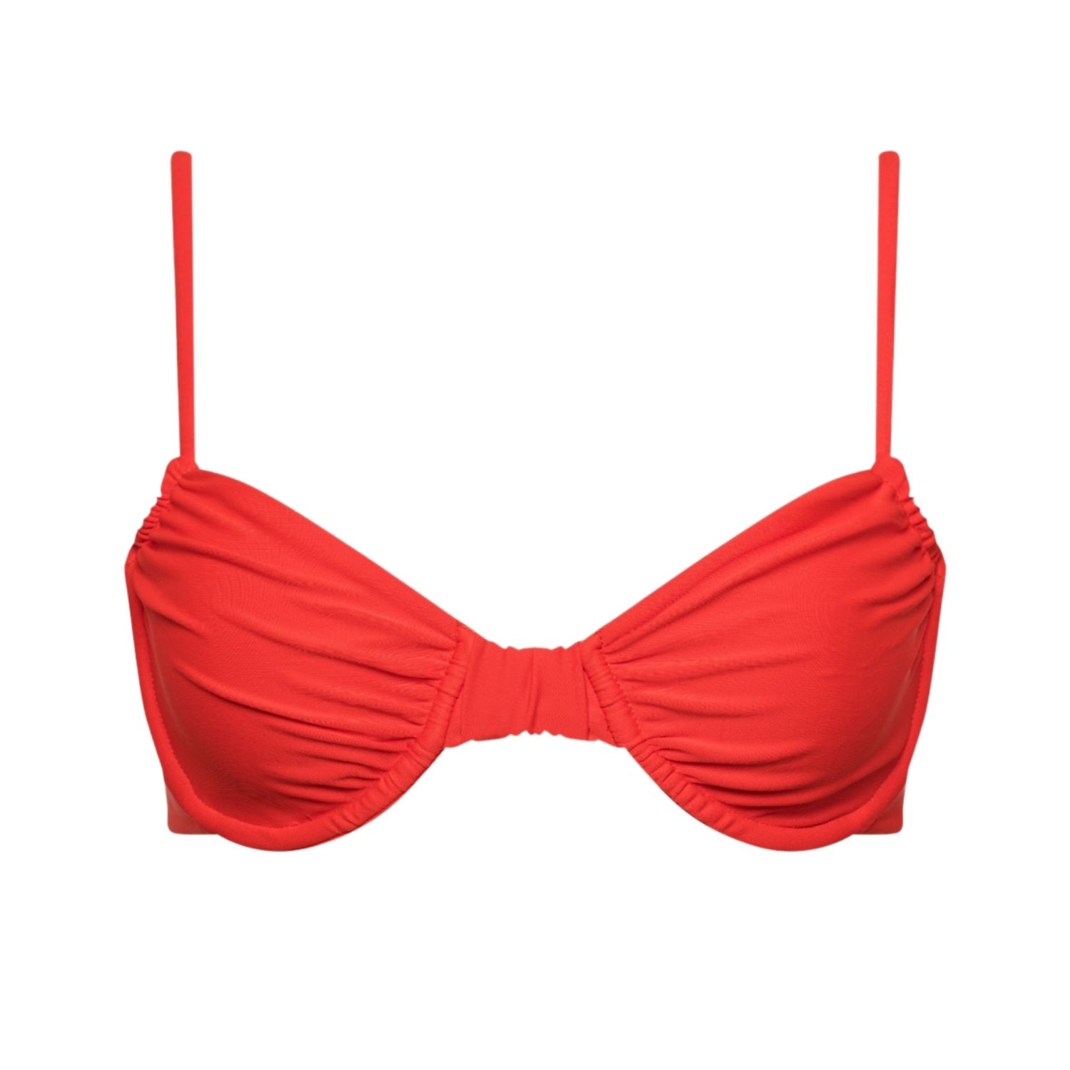 Playaluxe Women's Capri Red Ruched Underwire Bikini Top