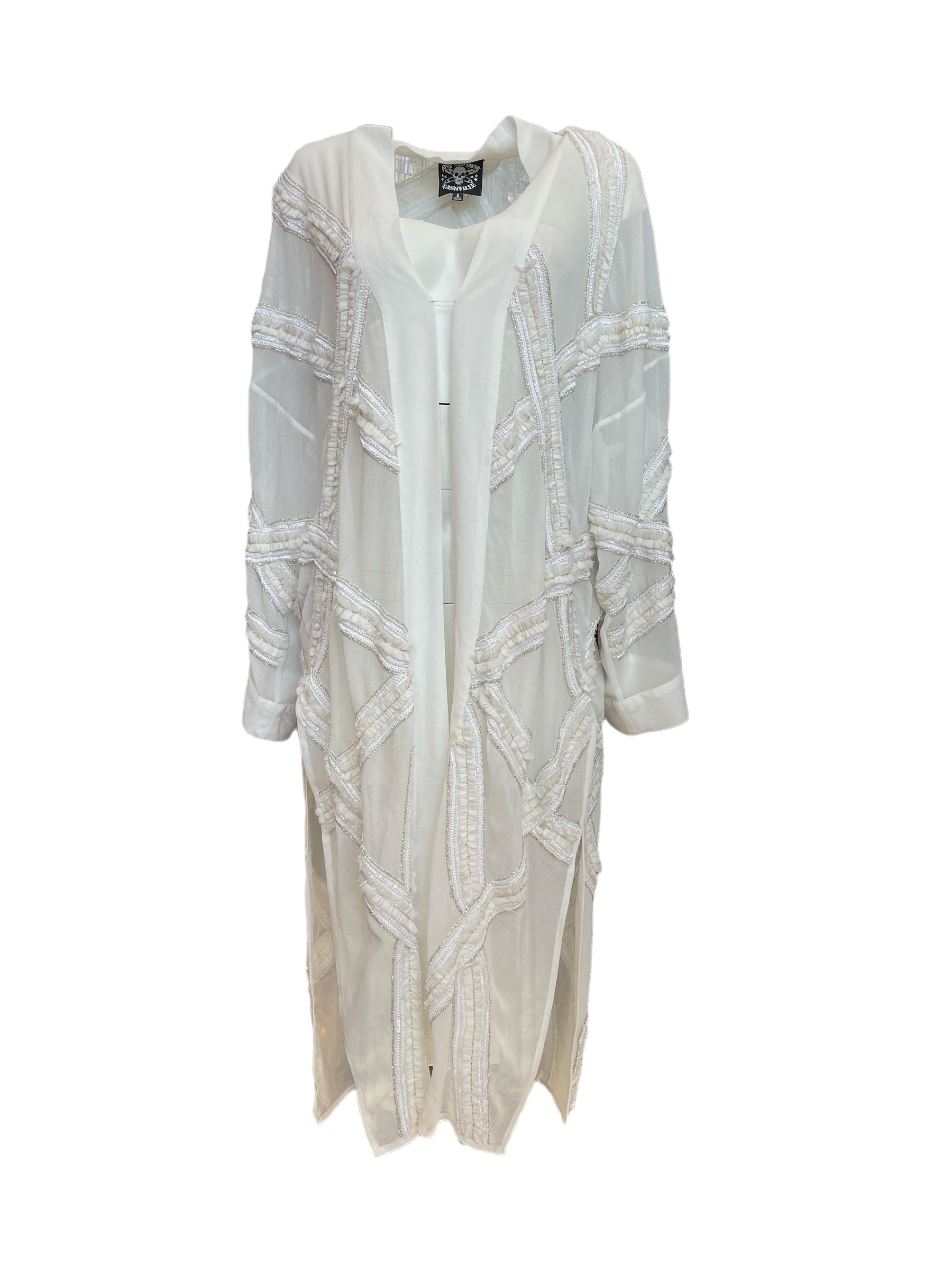 Any Old Iron Women's White Beaded Kris Kross Duster In White