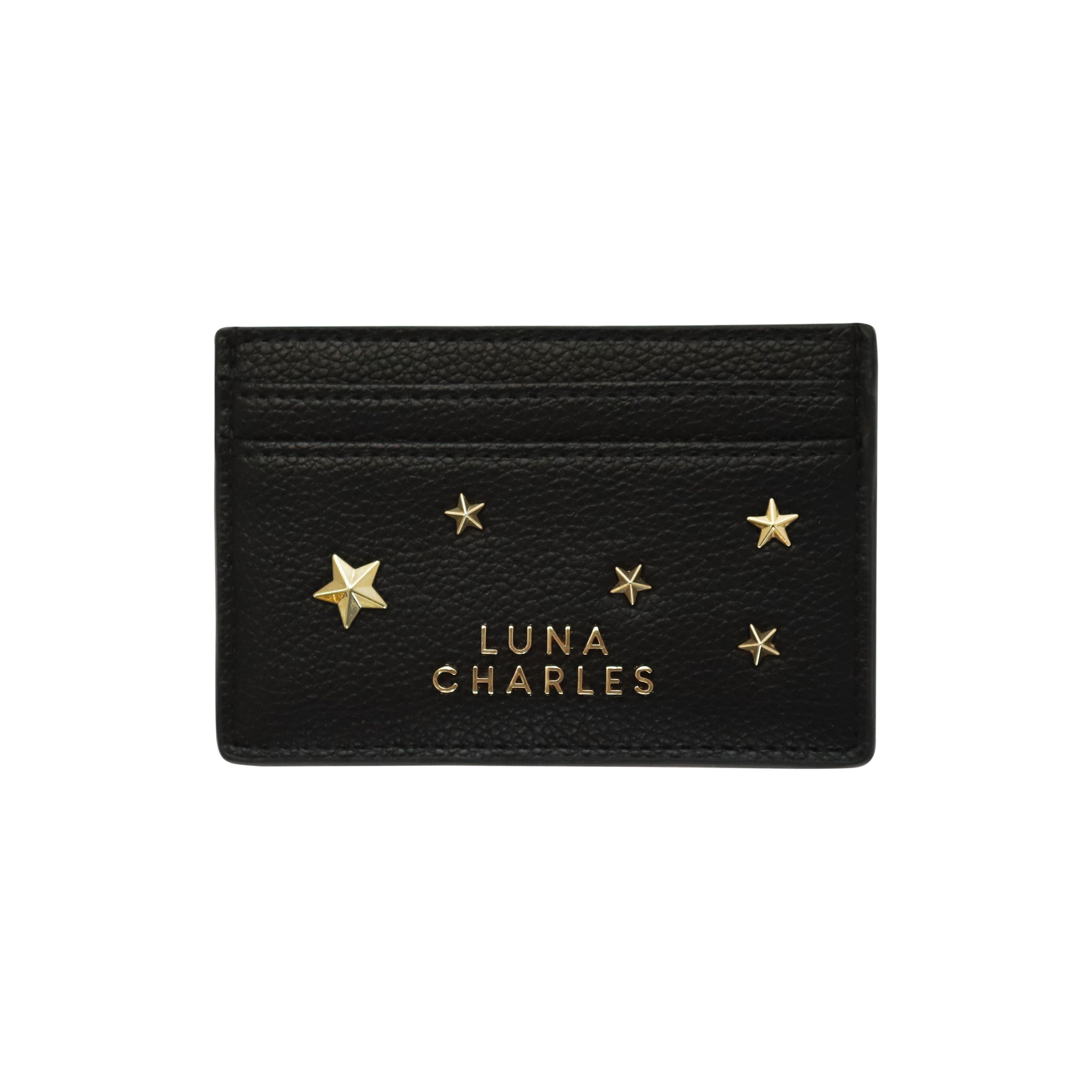 Luna Charles Women's Gold / Black Tala Star Studded Card Holder - Black & Gold