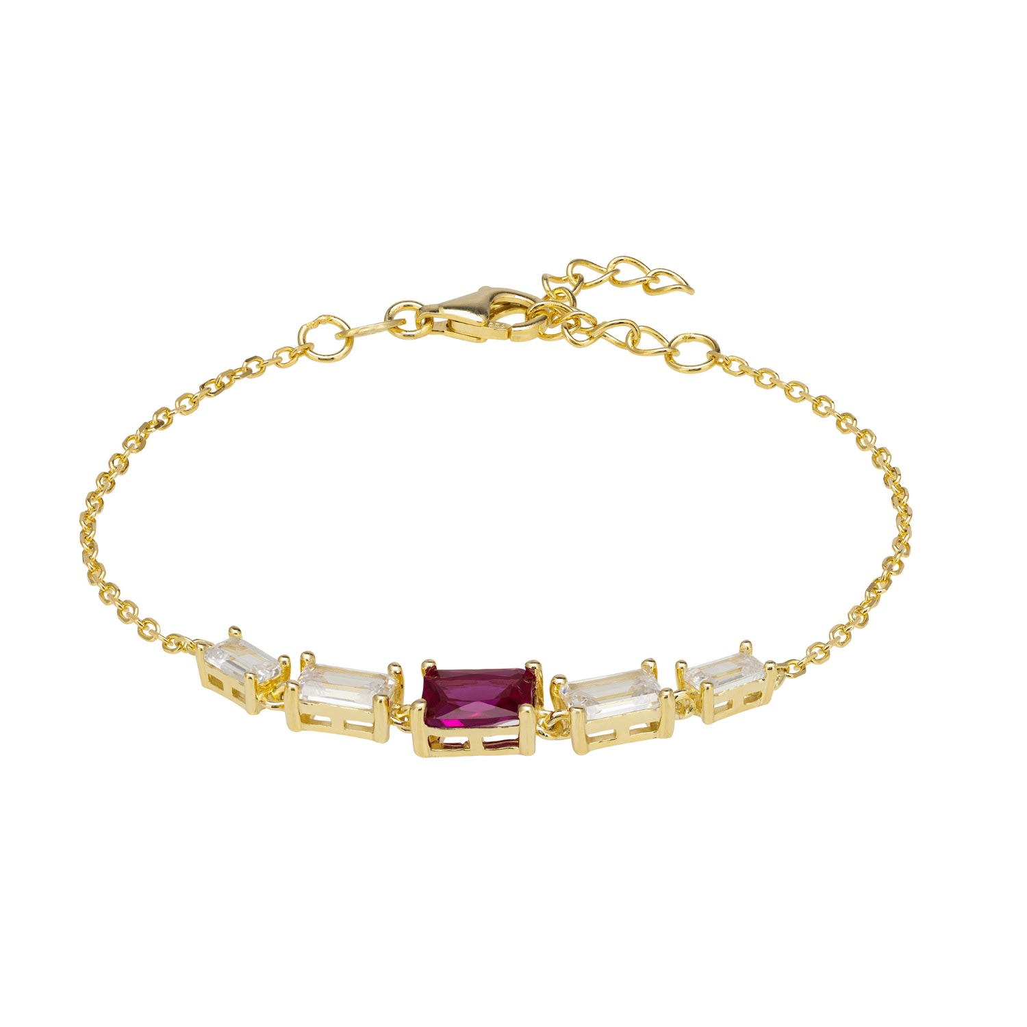 Women’s White / Gold / Pink Clara Gemstone Bracelets Gold Ruby Latelita