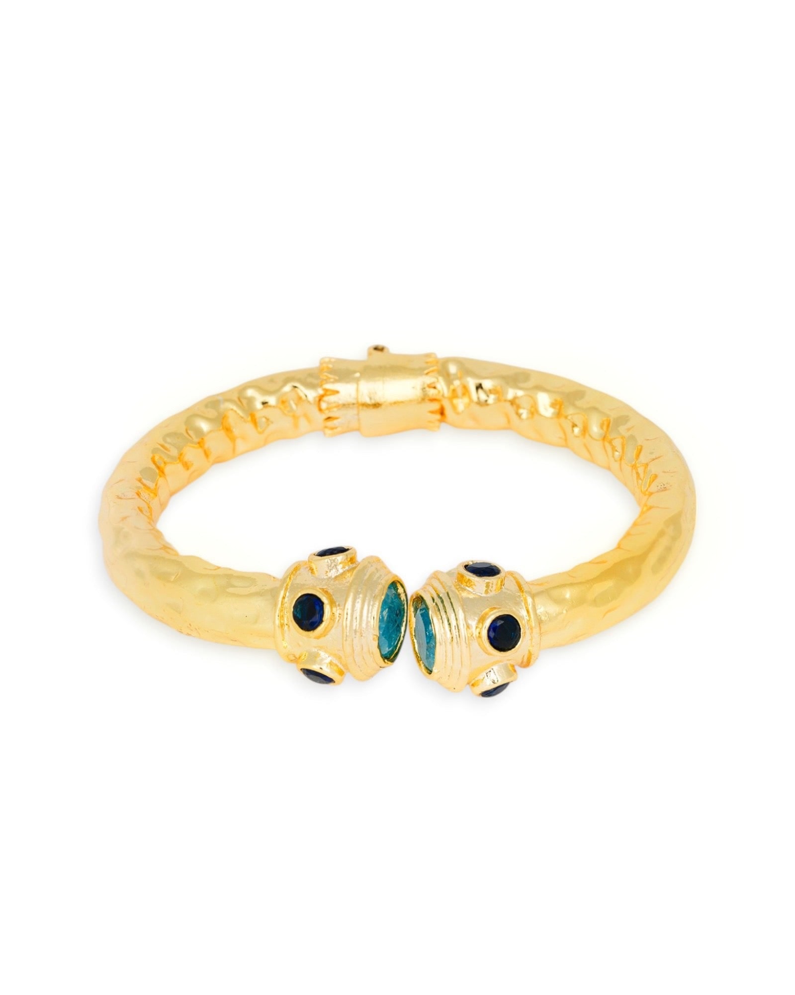 Kybele Studio Women's Gold / Blue Golden Eclipse Zircon Bangle