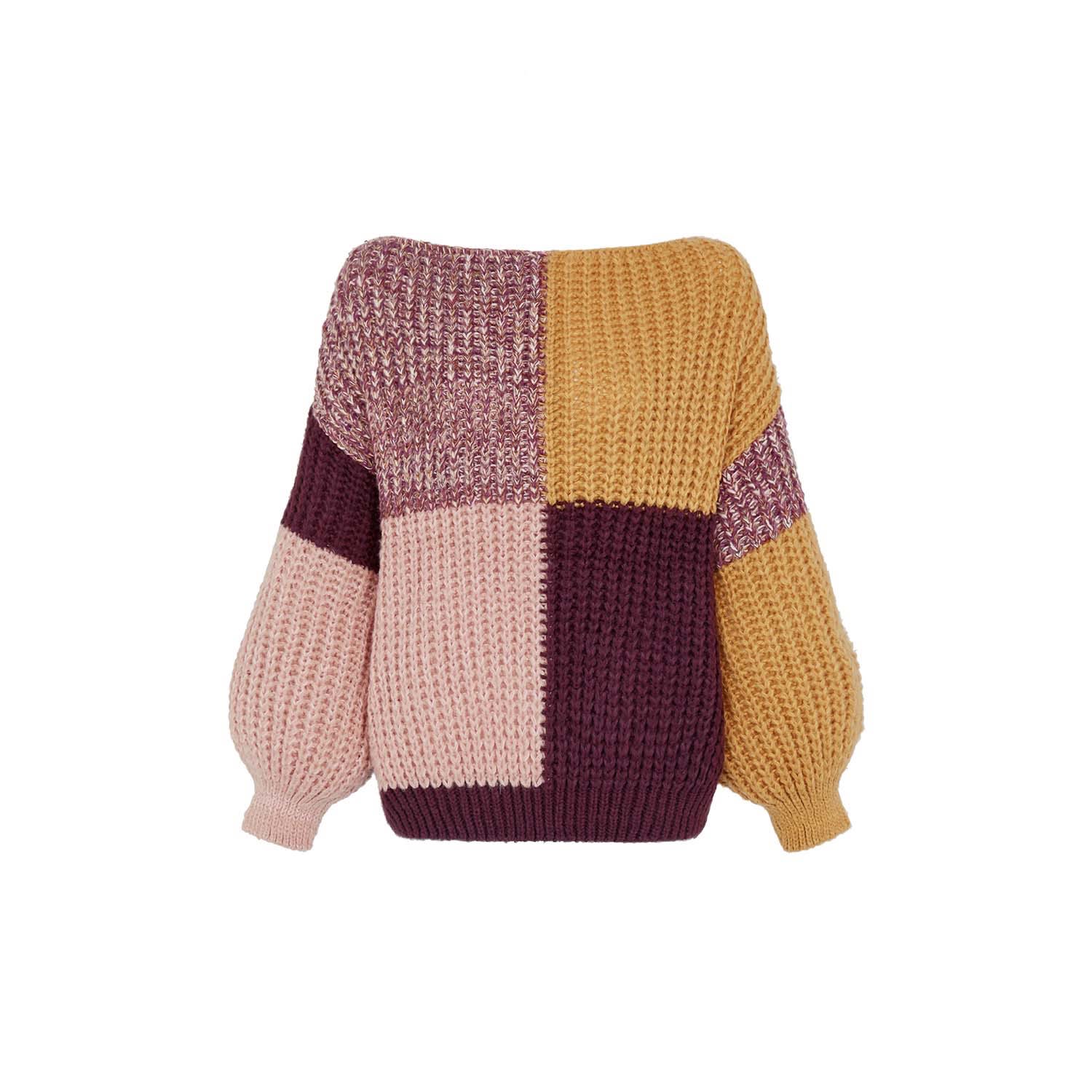 Women’s Laura Chunky Patchwork Jumper Plum Small Cara & the Sky