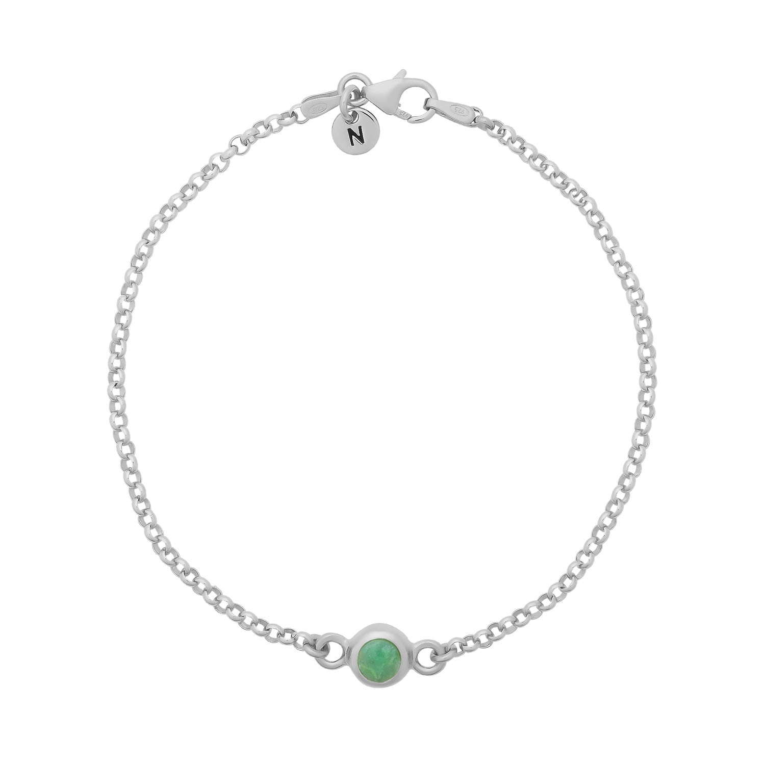 Nellou Jewellery Women's Green Chrysoprase Birthstone Gem Dot Bracelet Sterling Silver - May In Green