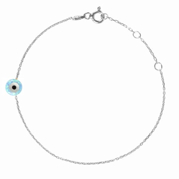 LATELITA LONDON Mini Opalite Evil Eye Bracelet Silver