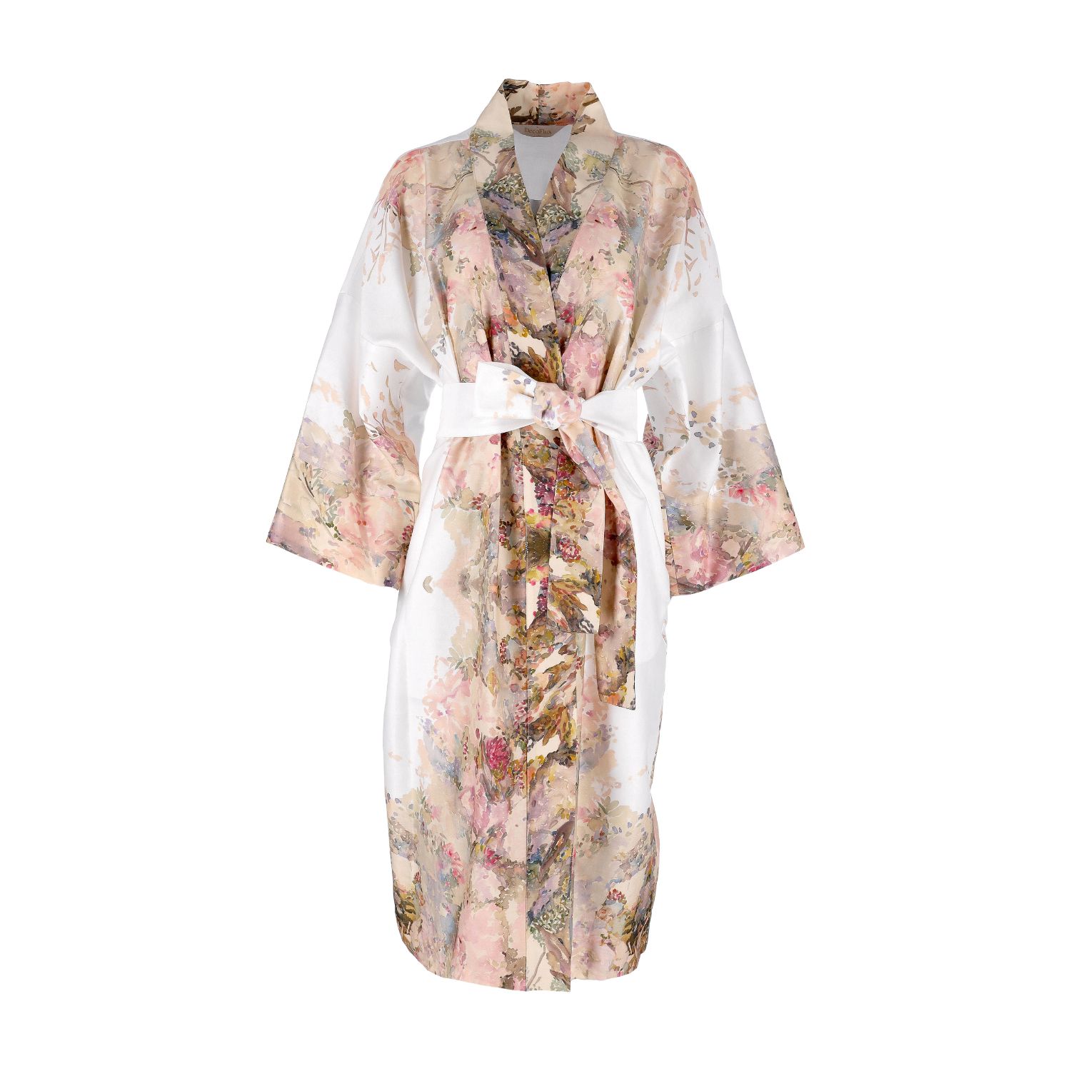 Decoflux Home Women's White Floral Cotton Kimono Nostalgia + Gift Wrapping In White