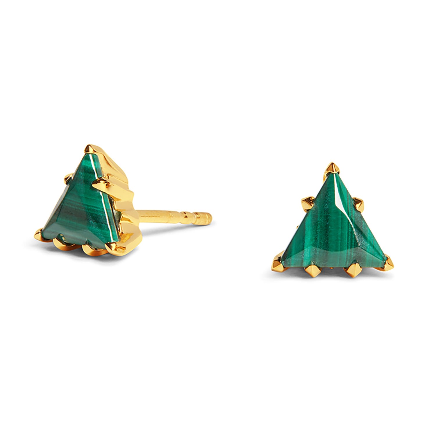 Women’s Trillion Earrings - Gold And Malachite Kasun