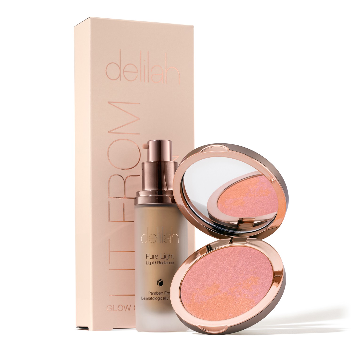 Delilah Neutrals / Brown Lit From Within Collection - Pure Light Illuminating Powder & Pure Light Liquid Rad In Brown