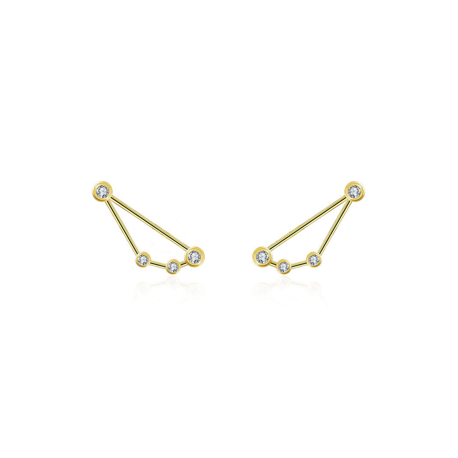 Women’s Capricorn Zodiac Constellation Earring 18K Yellow Gold & Diamond Genevieve Collection