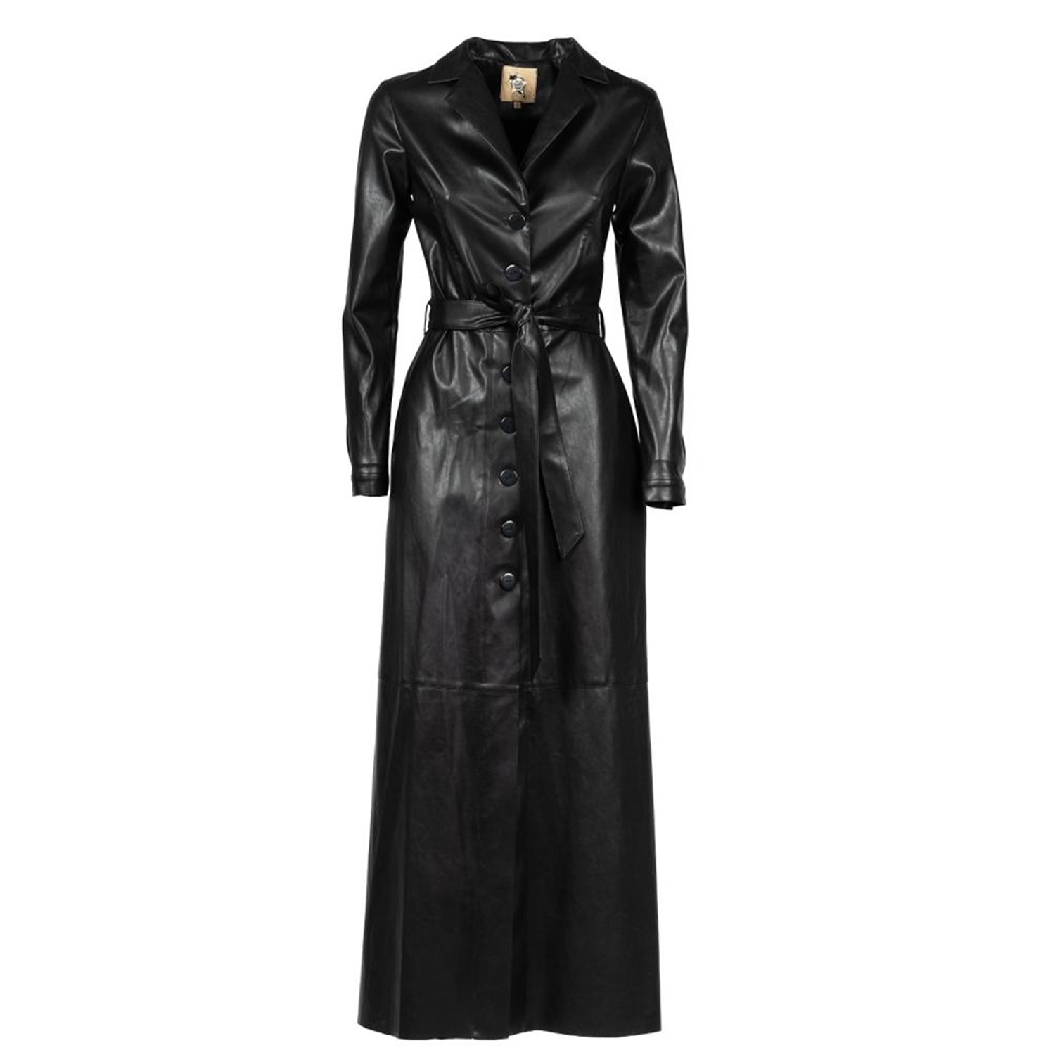 Contrast Button Trench  Black leather, Trench, Vanity bag